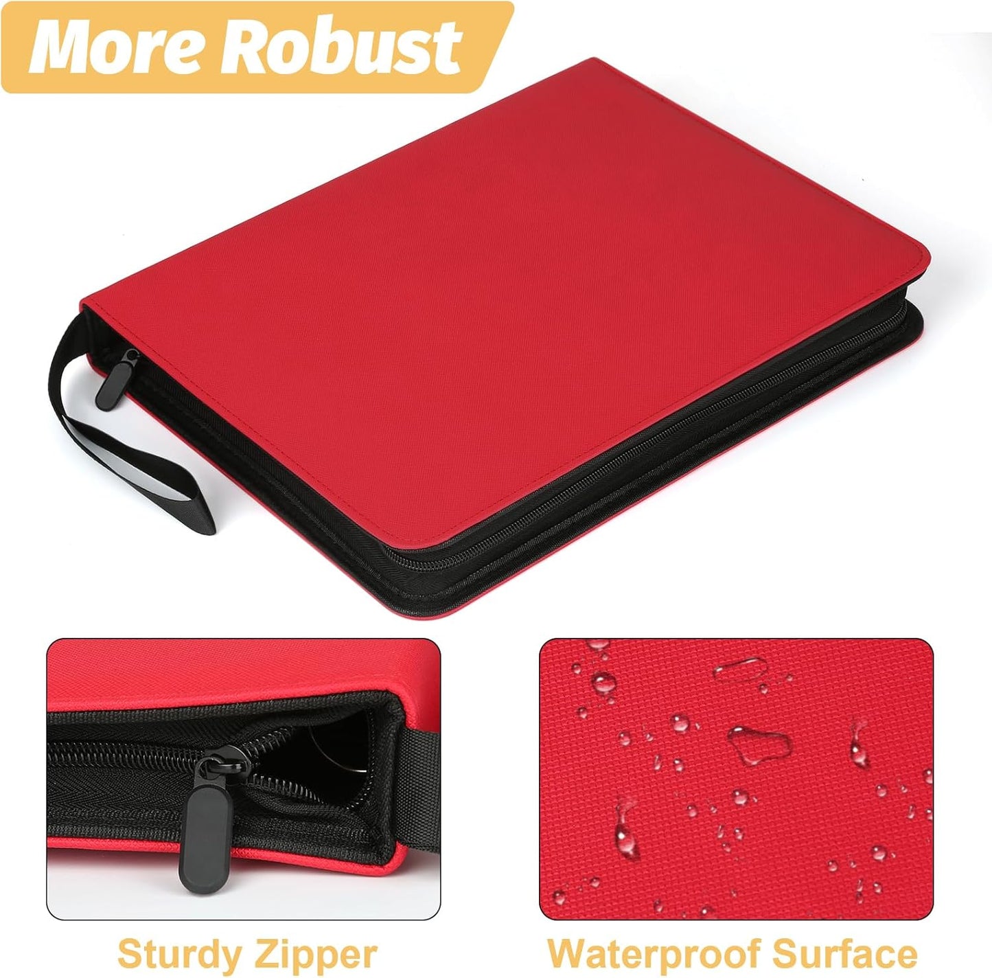 9 Pocket Card Binder, Premium Zip Trading Card Binder, 720 Double Sided Pocket PU Card Collection Binder, Collector Card Album, Card Folder for MTG, TCG, Sports Cards, Game Cards (RED)