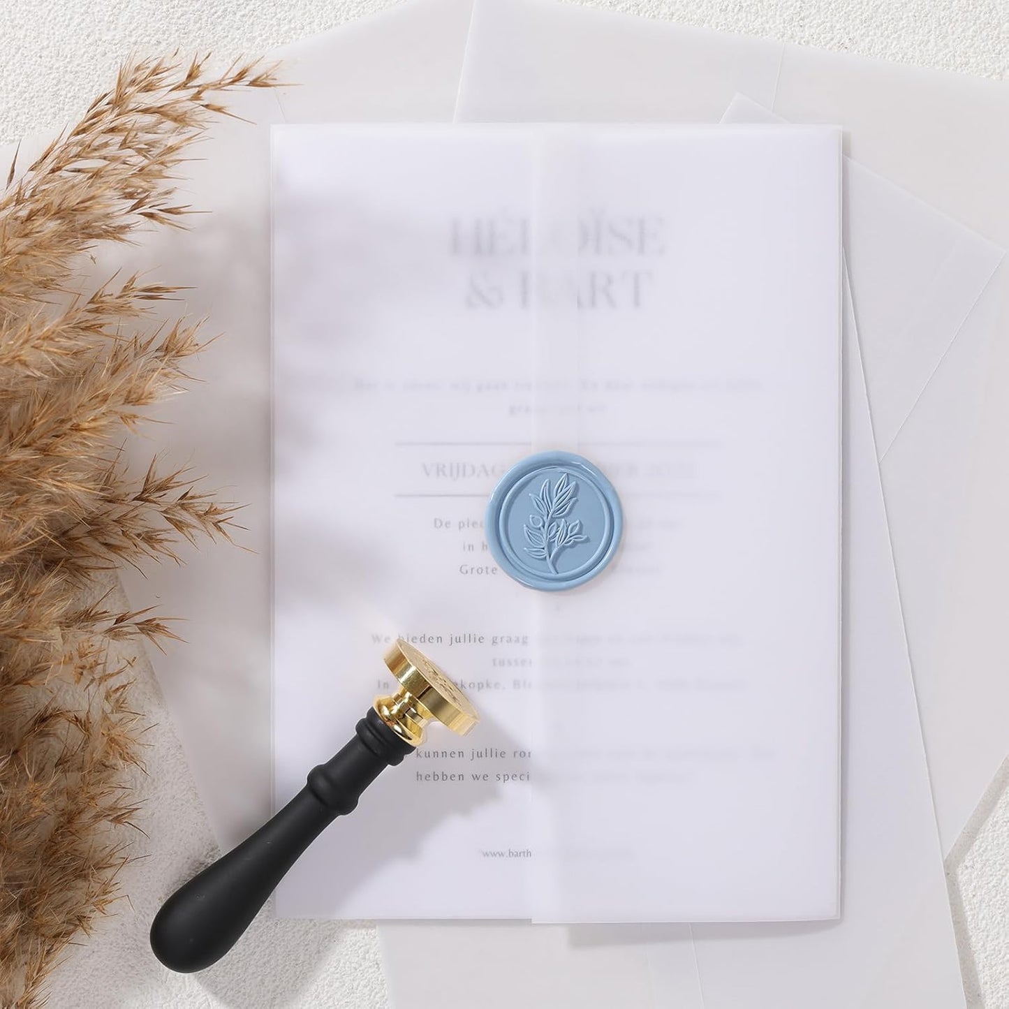 UNIQOOO Olive Branch Wax Seal Stamp - Flowers Botanical Theme Vintage Brass Stamp Head with Wood Handle for Wedding Invitation Gift Wrap Envelopes Christmas Card