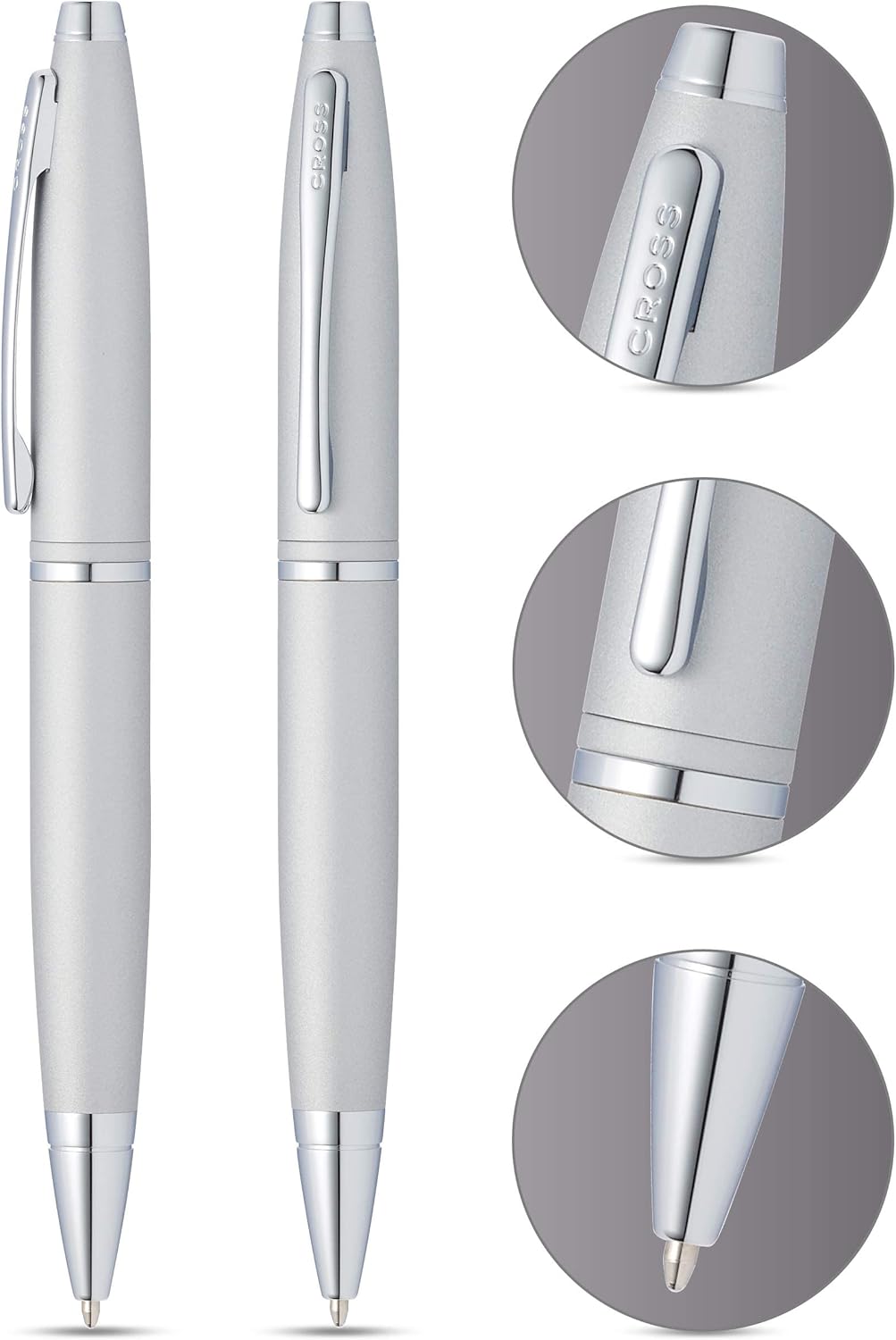 Cross Calais Refillable Ballpoint Pen Presented in a Luxury Gift Box - Medium Point, Black Ink, Satin Chrome