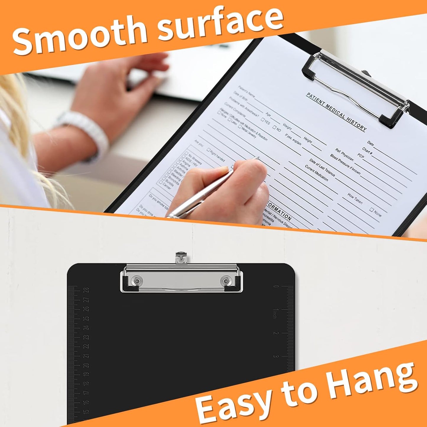 Black Clipboards, PANDRI 26 Pack Plastic Black Clipboards with Low Profile Clip 12.5 x 9 Standard Letter Size Clipboard for classrooms Office