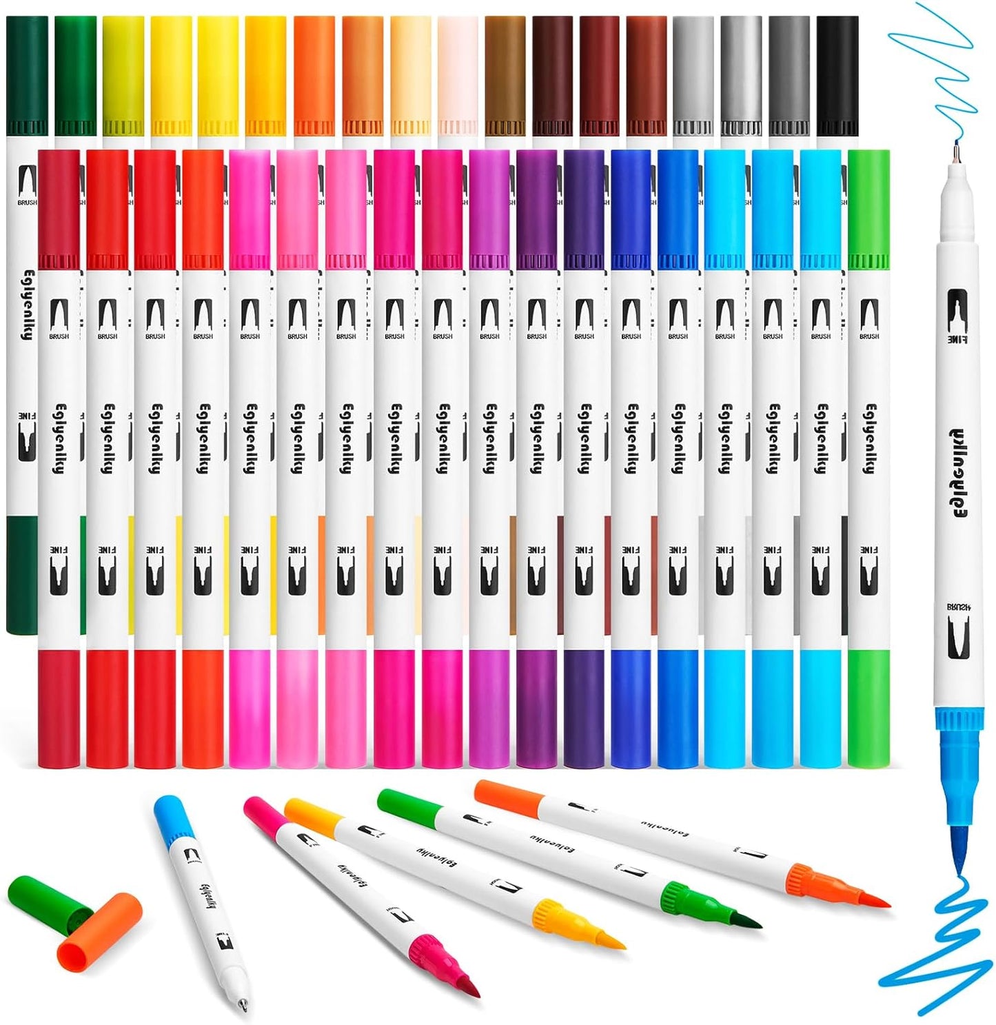 Colored Markers for Adult Coloring Book, Felt Tip Marker, Dual Tip Brush Pens with Brush and Fine Tip for Adult Teen Kid Drawing (36 Colors Set)