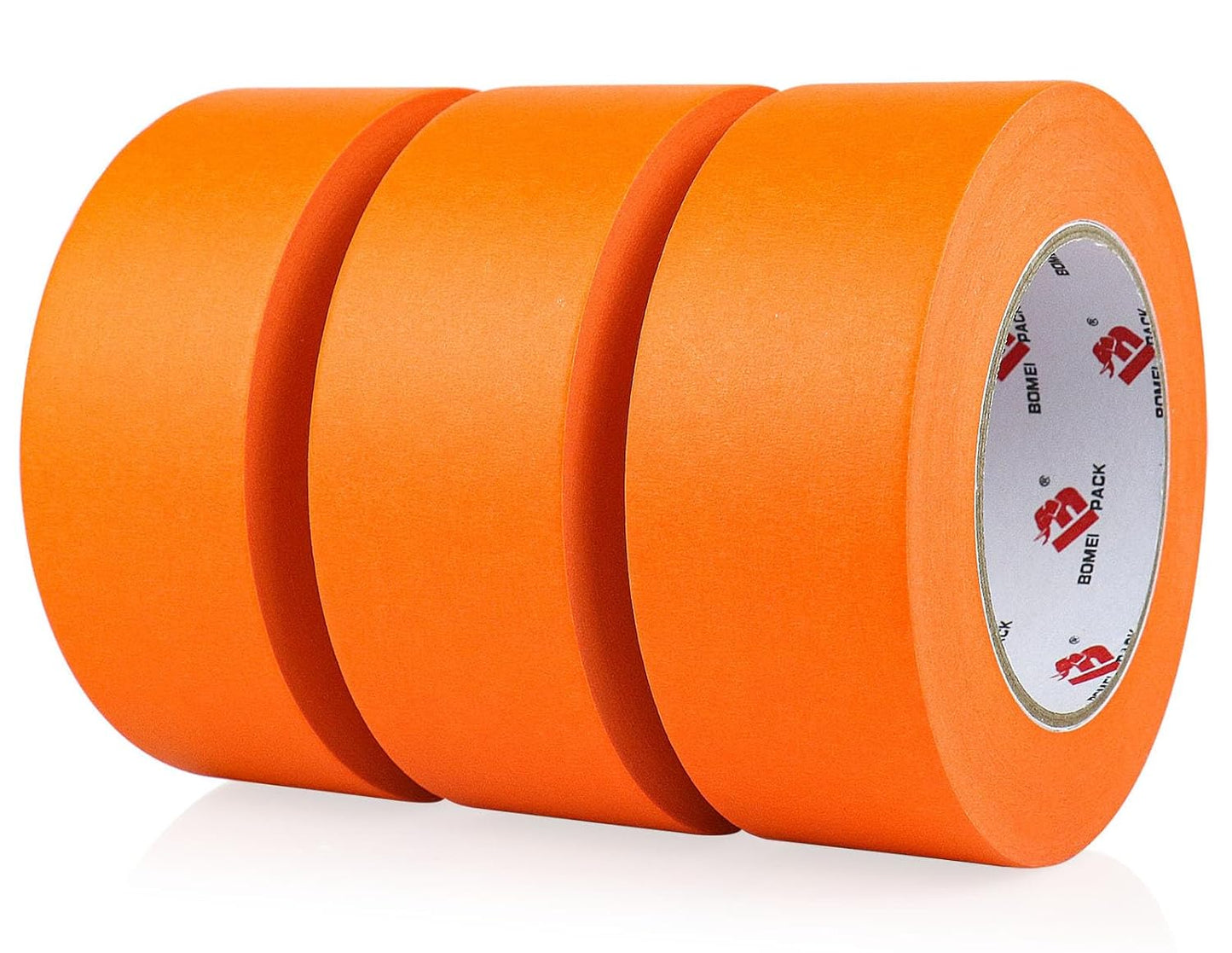 BOMEI PACK 2 Inch Wide Masking Tape, Orange Painters Tape 3 Rolls x 2 inch x 60 Yards (180 Total Yards) Residue-Free Painting Tape for Labeling, DIY Crafting, Decoration and School Projects