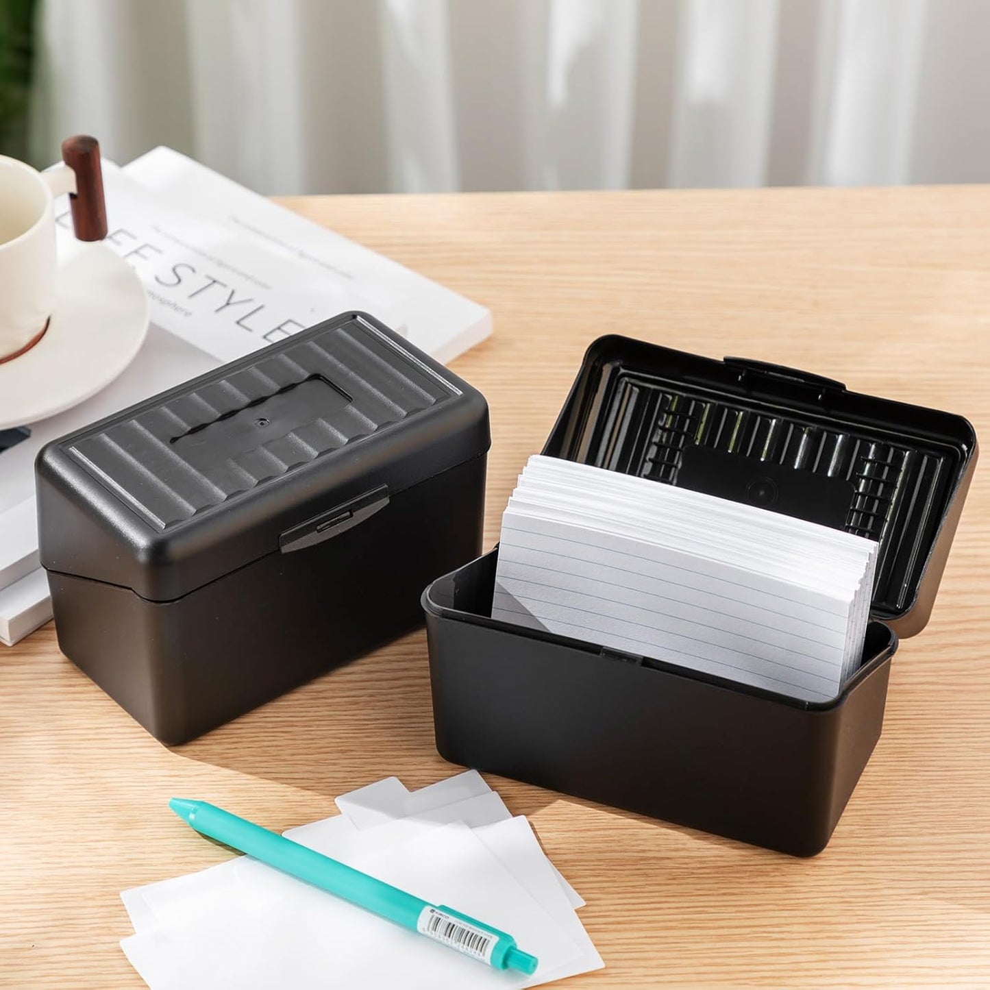 Fuutreo 12 Pack 3x5 Organizer Index Card Box Flash Note Index Card Holder Case for Recipes Addresses(Black)