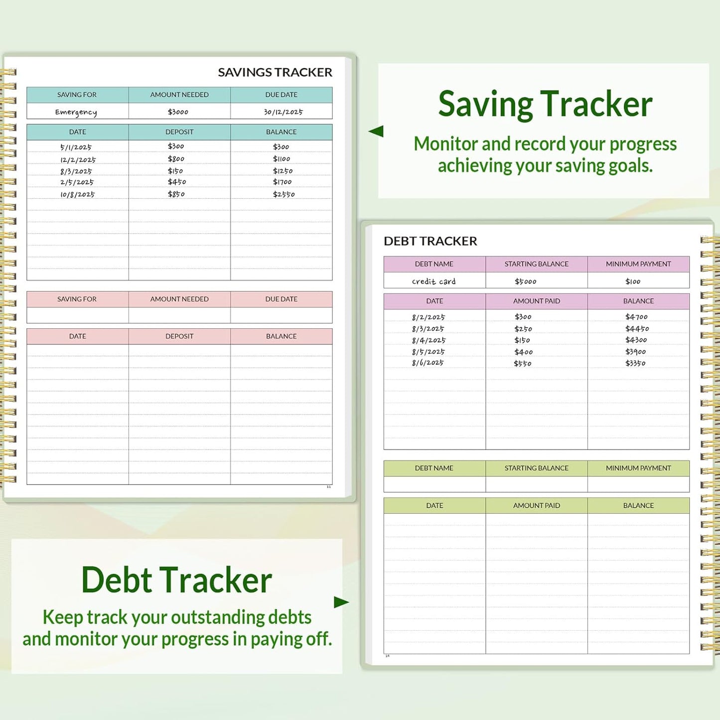 2026 Budget Planner - Monthly Budget Book from JAN 2026 - DEC 2026 with Expense Tracker Notebook, A4 Size (8.5" x 11") Bill Organizer & Finance Planner Account Book to Manage Your Finances, Green