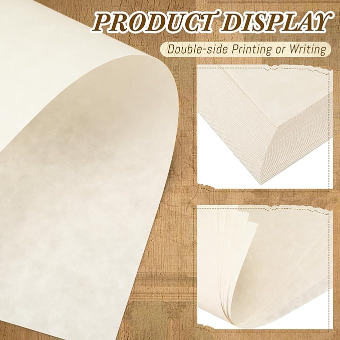 Epakh 100 Pcs Old Age Parchment Paper 8.5 x 11 Inch Standard Letter Vintage Colored Old Parchment Semblance Double Side Printing Paper (Light Gray)