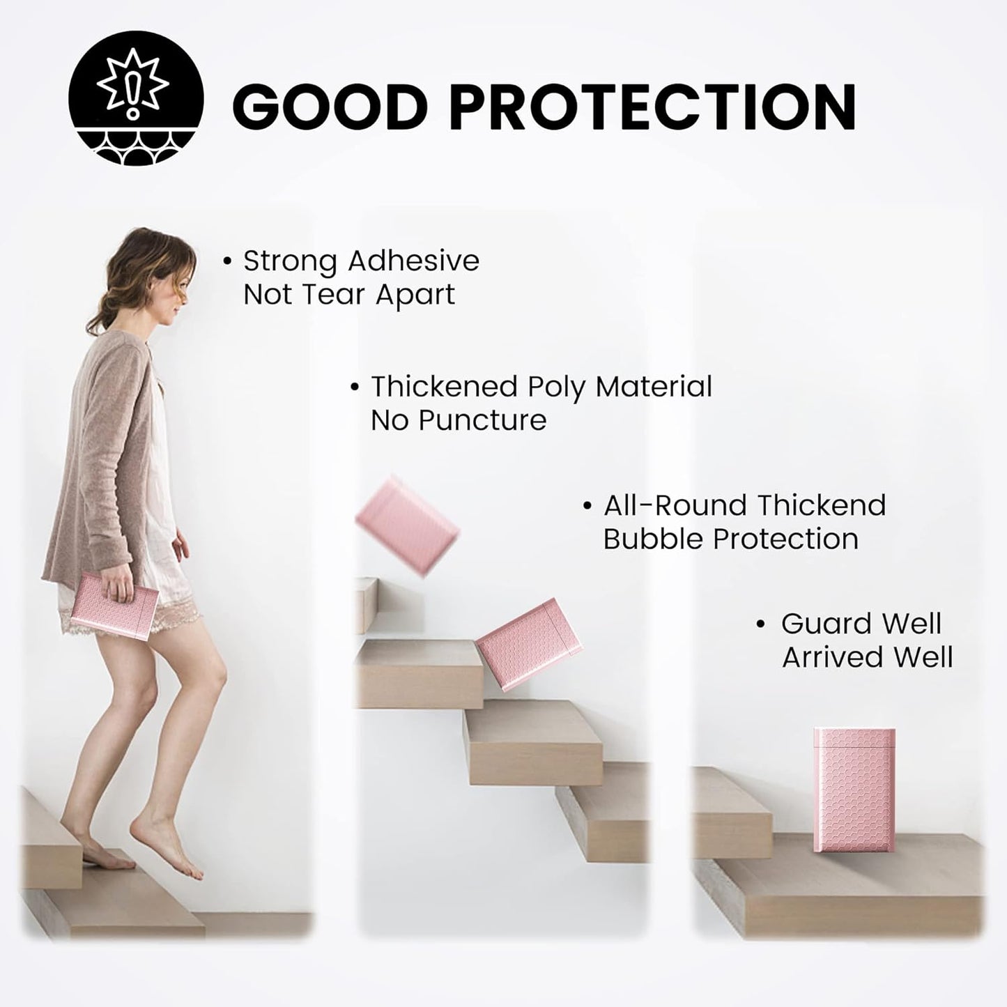 Fuxury Small Bubble Mailers 4x8" 100 Pack Light Pink Bubble Mailer Usable Size 4x7" Self Seal Padded Envelopes Mother's Day Gifts Mailing Envelopes Bubble Padded for Shipping