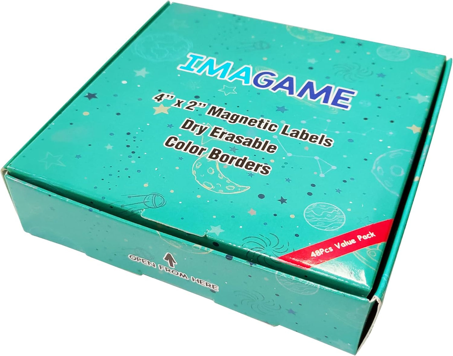 48 Pack Magnetic Dry Erase Labels - Magnetic Blank Cards with Color Borders, Reusable Name Tags - Dry Erase Labels for Home, Office, Classroom - 2 x 4 Inches