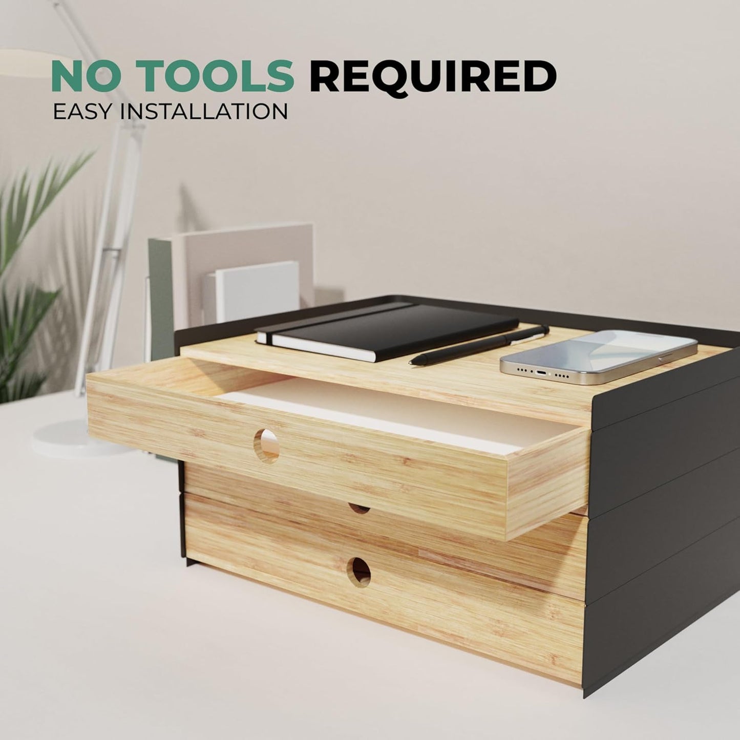 DesktopOrganizer-1drawer Prosumer's Choice Desk Paper Organizer Tray Wood - Ideal Solution and Size for Clean Desktop Setup - Suitable Desktop Organizer, Dimensions: 1.6x12.5x8.8