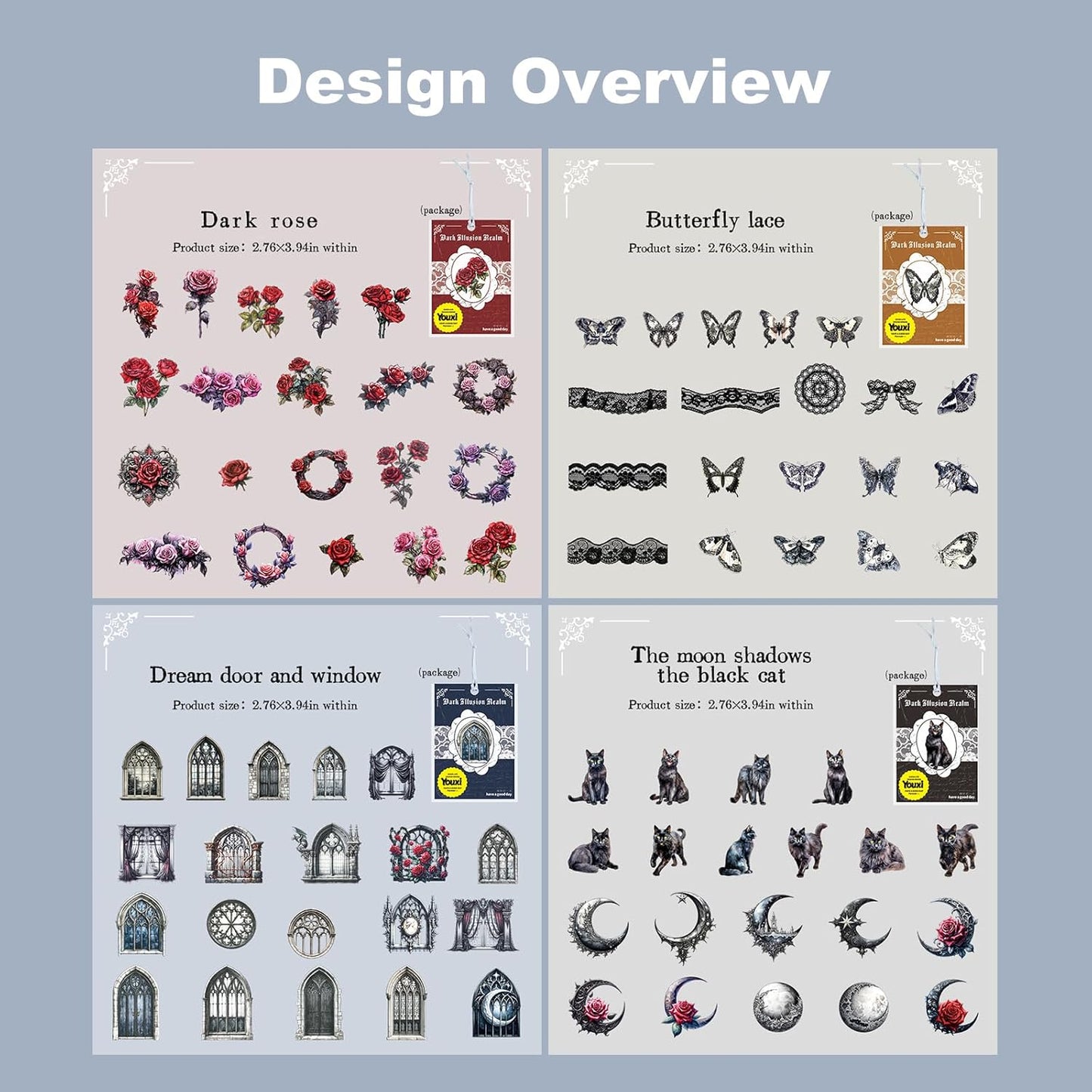 Dark Fantasy Gothic Sticker Set, 80PCS Vintage Cardstock Stickers for Scrapbooking, Journaling, DIY Crafts, Planners, and Gift Decoration