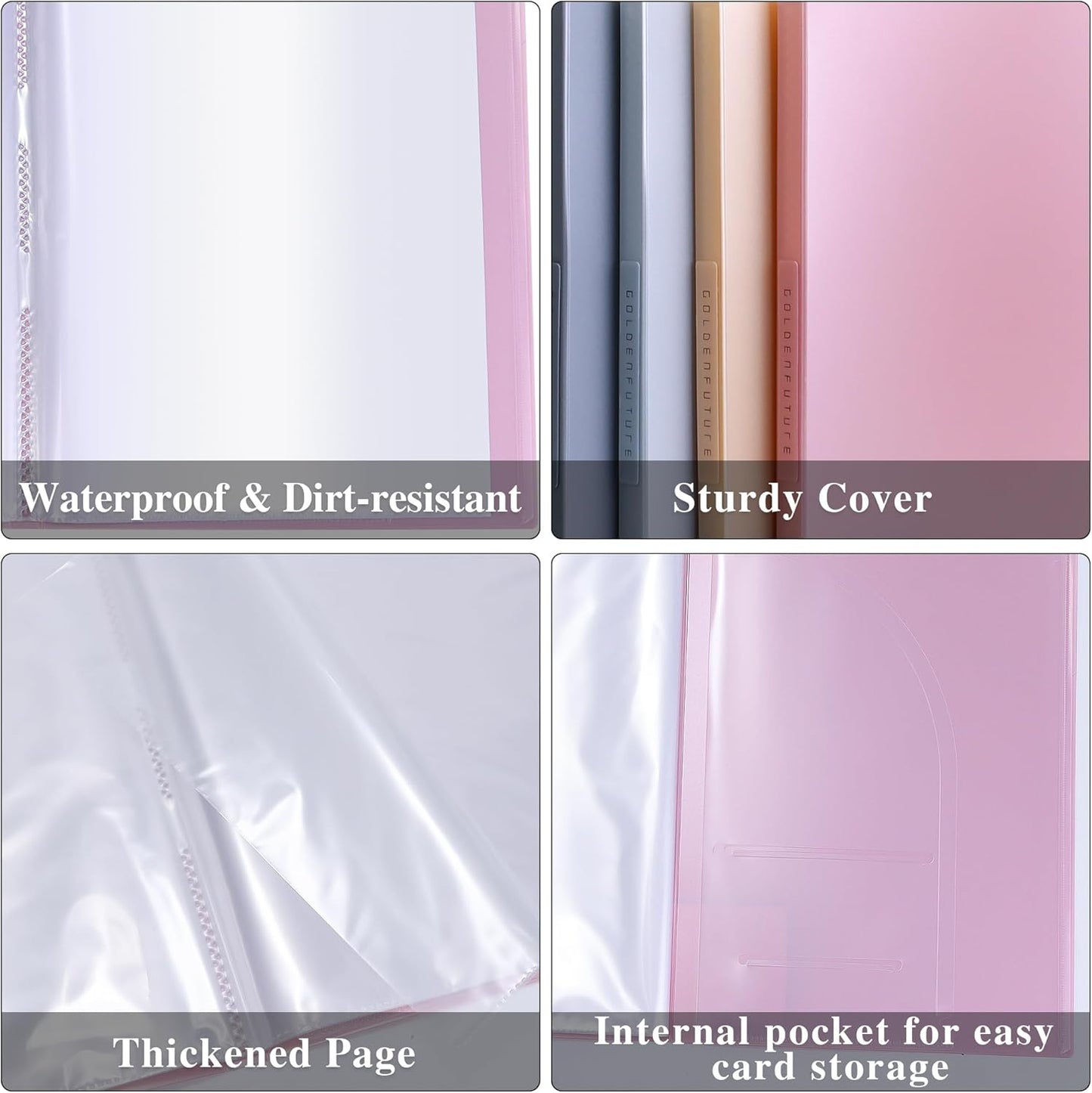 4 Pack Binder with Plastic Sleeves, 20 Pocket Presentation Book with Sheet Protectors, Display 40 Pages of 8.5 x11.8inch Paper, Portfolio Folder for Artwork (Multicolor)