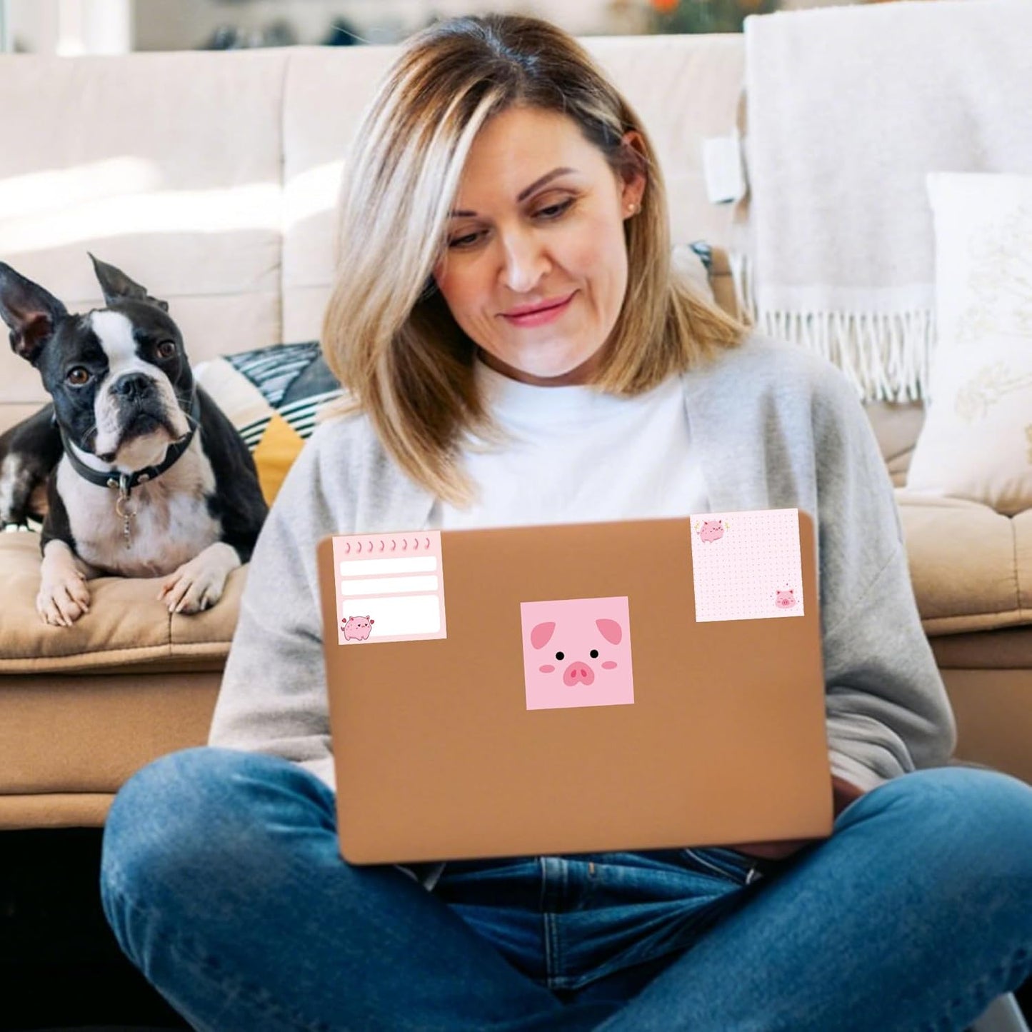 9 Pack Cute Pig Sticky Notes Set, 450 Sheets Pink Cartoon Self-Stick Notepads with Kawaii Piggy Designs, Fun Gifts for Girls Kids Students or Office Use