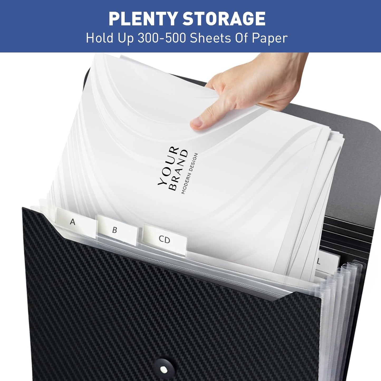 7 Pocket Expanding File Folder with Tab Inserts, Accordian File Organizer Document Receipt Organizer, Accordion Folder File Keeper A4 Letter Size, for School Home Office, Black(Pack of 2)