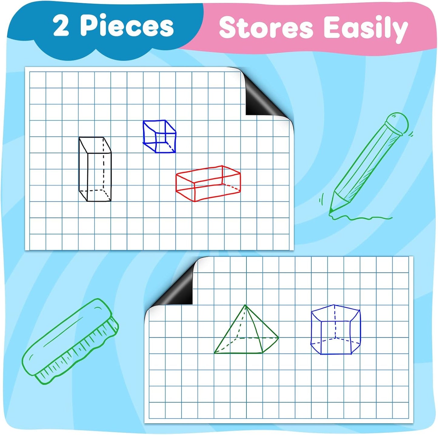 Giant Magnetic Graph Grid Paper,Dry Erase Chart Paper for Whiteboard Homeschool Essentials Teacher Must Haves,Math Classroom Teaching Supplies,21.3" x 16.5"