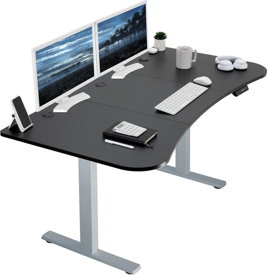 VIVO Electric 63 x 32 in Standing Desk, Memory Height Adjustment, 1B Series, Black Top Gray Frame, DESK-KIT-1G1B