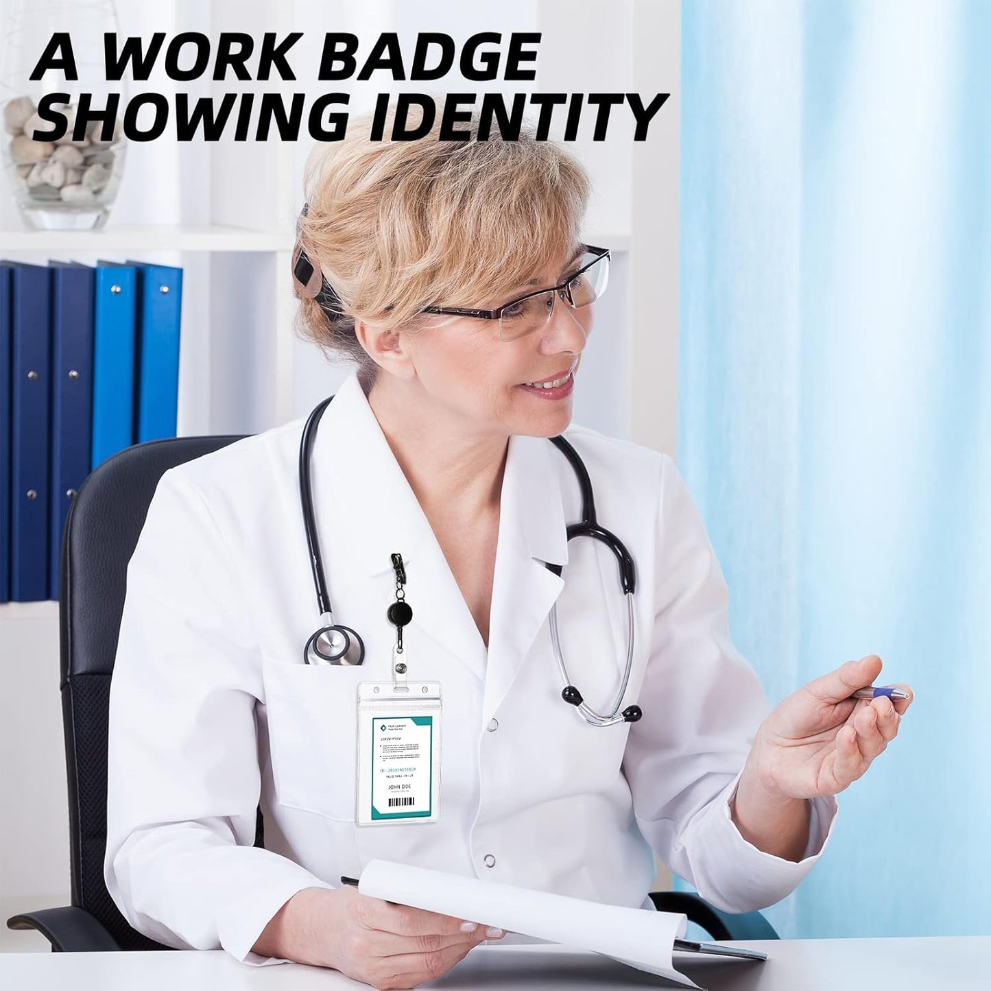 Colarr 1000 Pieces ID Badge Holders Clear ID Holder Plastic Thick Name Card Case Waterproof Name Badge Case PVC Card Cover for Student Nurses Office School (5 x 3 Inches)