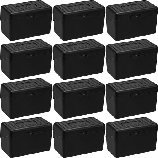 Fuutreo 12 Pack 3x5 Organizer Index Card Box Flash Note Index Card Holder Case for Recipes Addresses(Black)