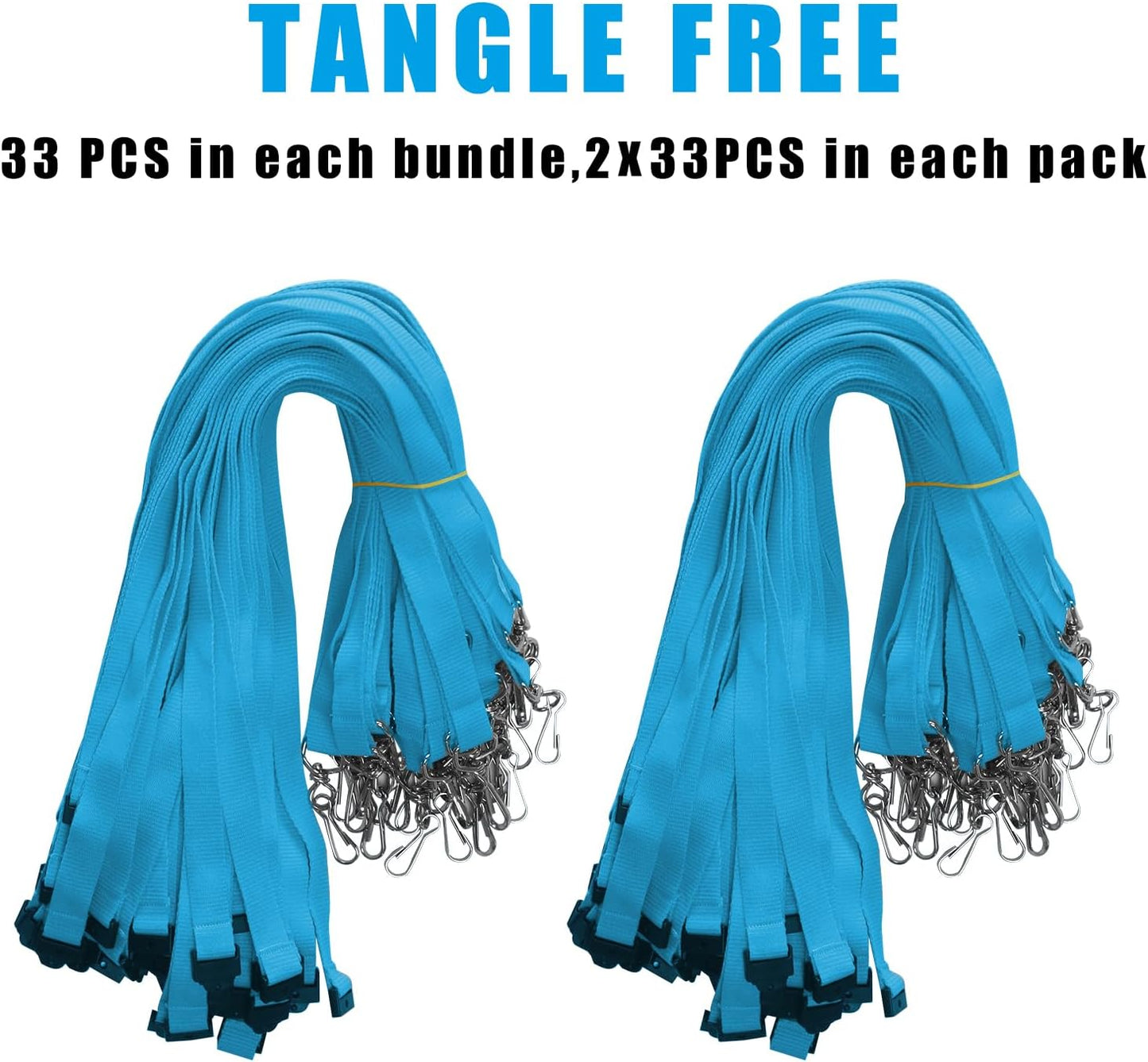 66 Pcs Breakaway Lanyards with Swivel J Hook Premium Bulk Flat Safety Lanyards for ID Badges, Schools, Students, Coaches, Festivals, Volunteers and Team Activities (Light Blue)