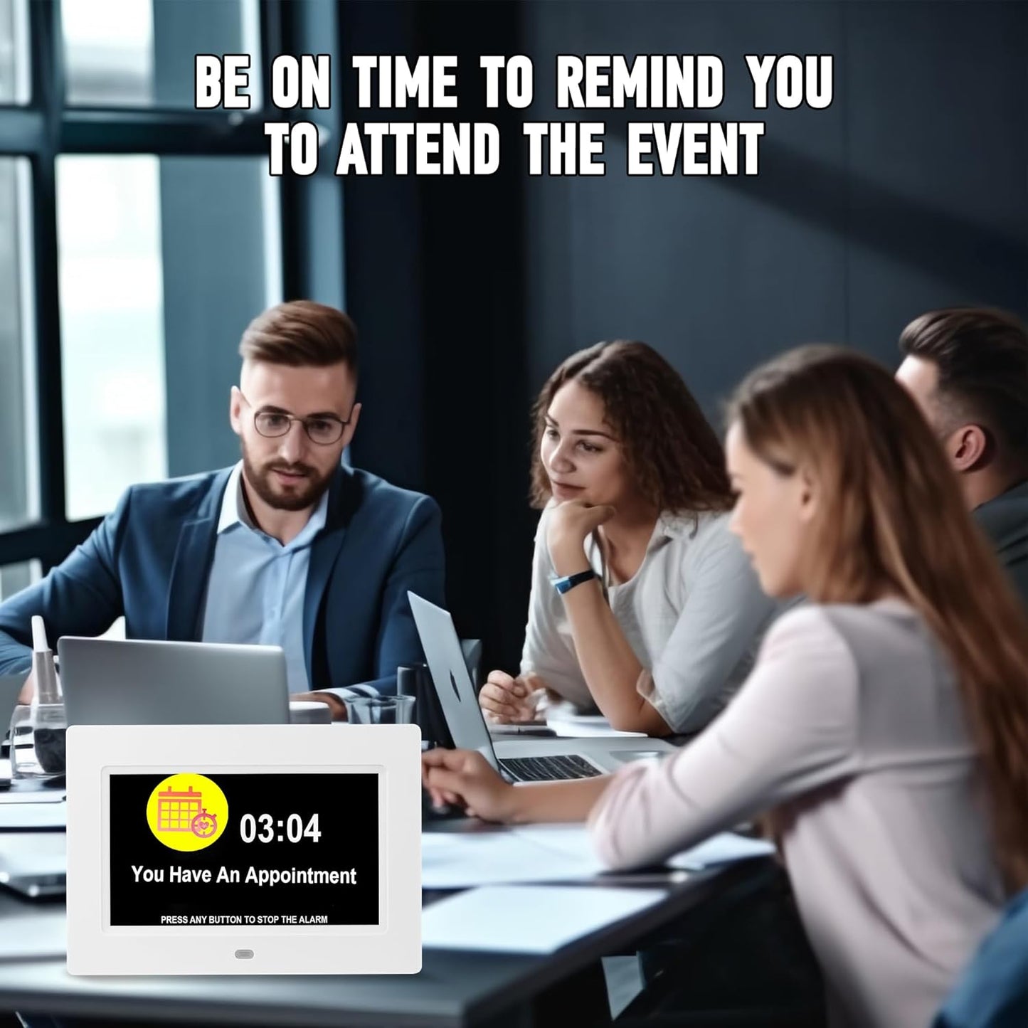 Digital Alarm Clock, Multiple Alarm Clocks Functions, Clock with Date and Day of Week, Dementia Clock That Provides Digital Alarms and Electronic Calendar for Seniors (White, 7 inches)