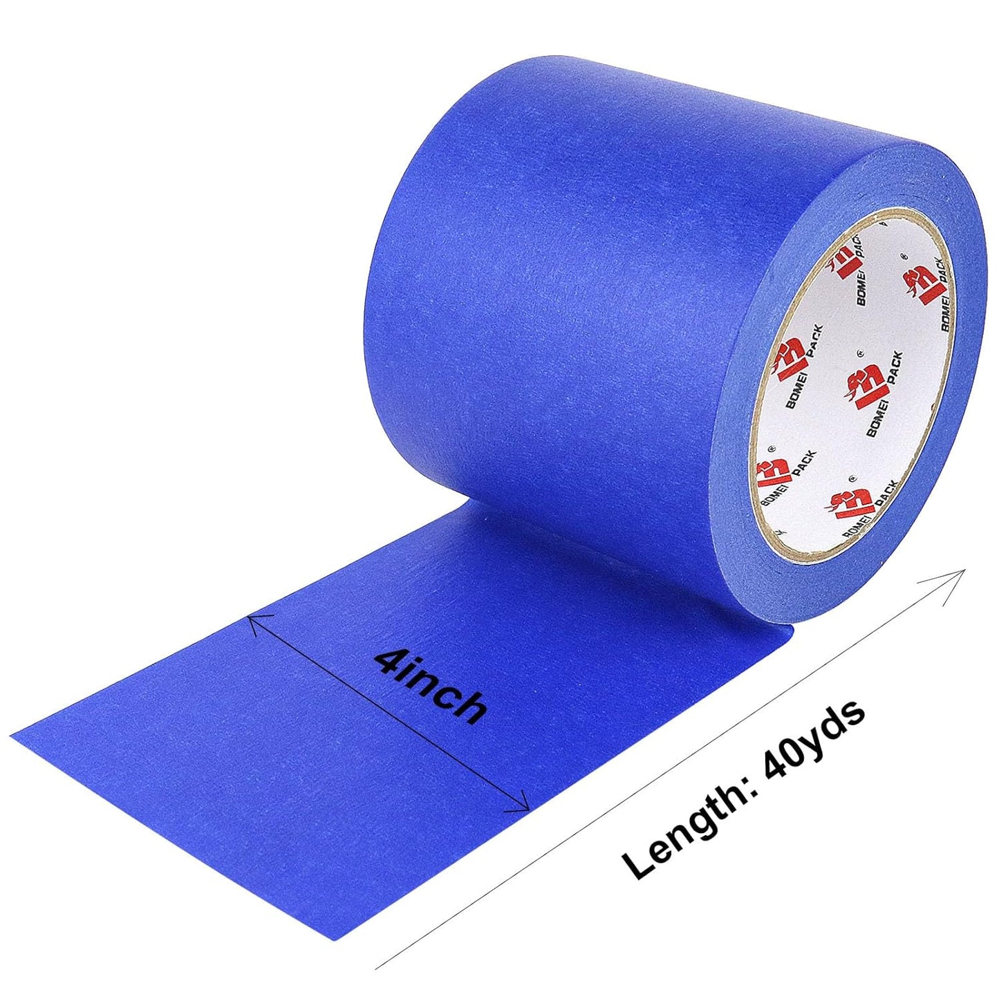 BOMEI PACK Wide Blue Painters Tape 4 Inches x 40 Yards, 4'' Blue Masking Tape for Painting, Laser Cutting/Engraving & 3D Printing, 21-Day Clean Removal Indoor and Outdoor Use