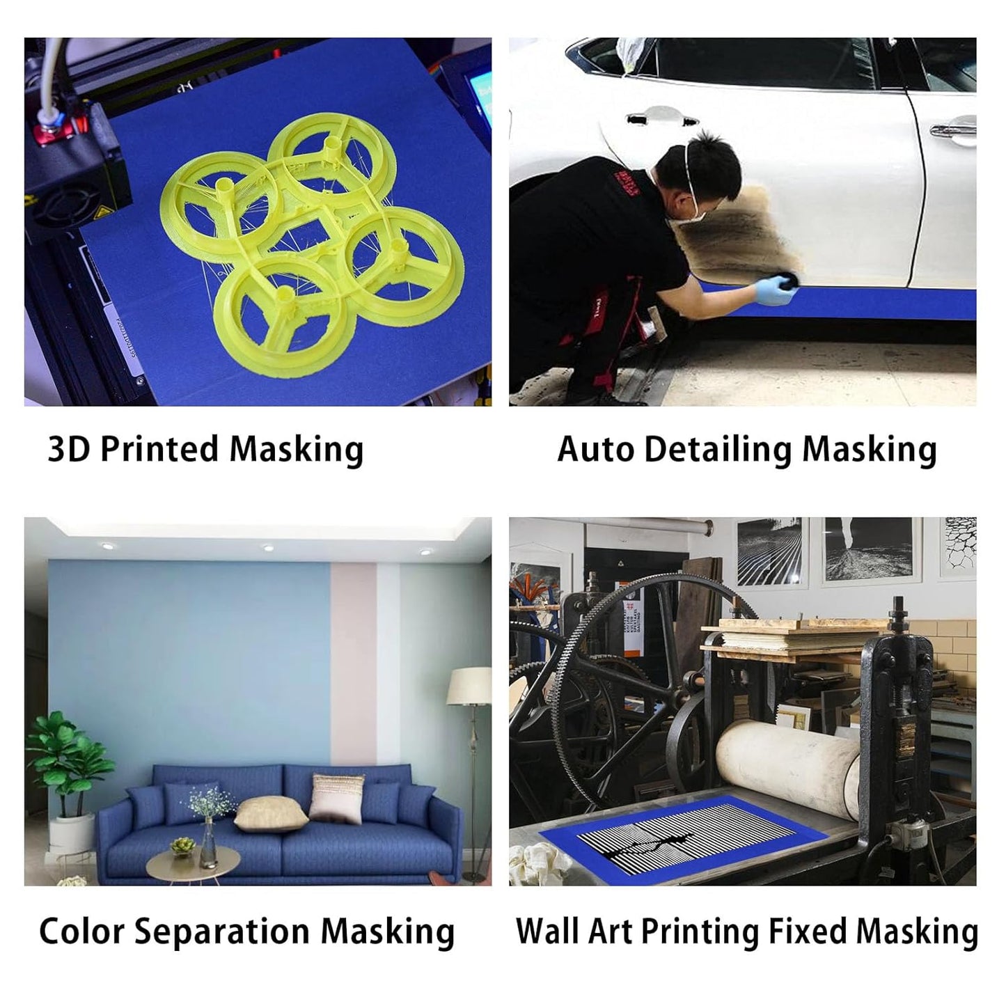 BOMEI PACK Wide Blue Painters Tape 3 Inches x 40 Yards, 3D Printing Tape for Laser Cutting, 21-Day Clean Removal Wide 3'' Masking Tape