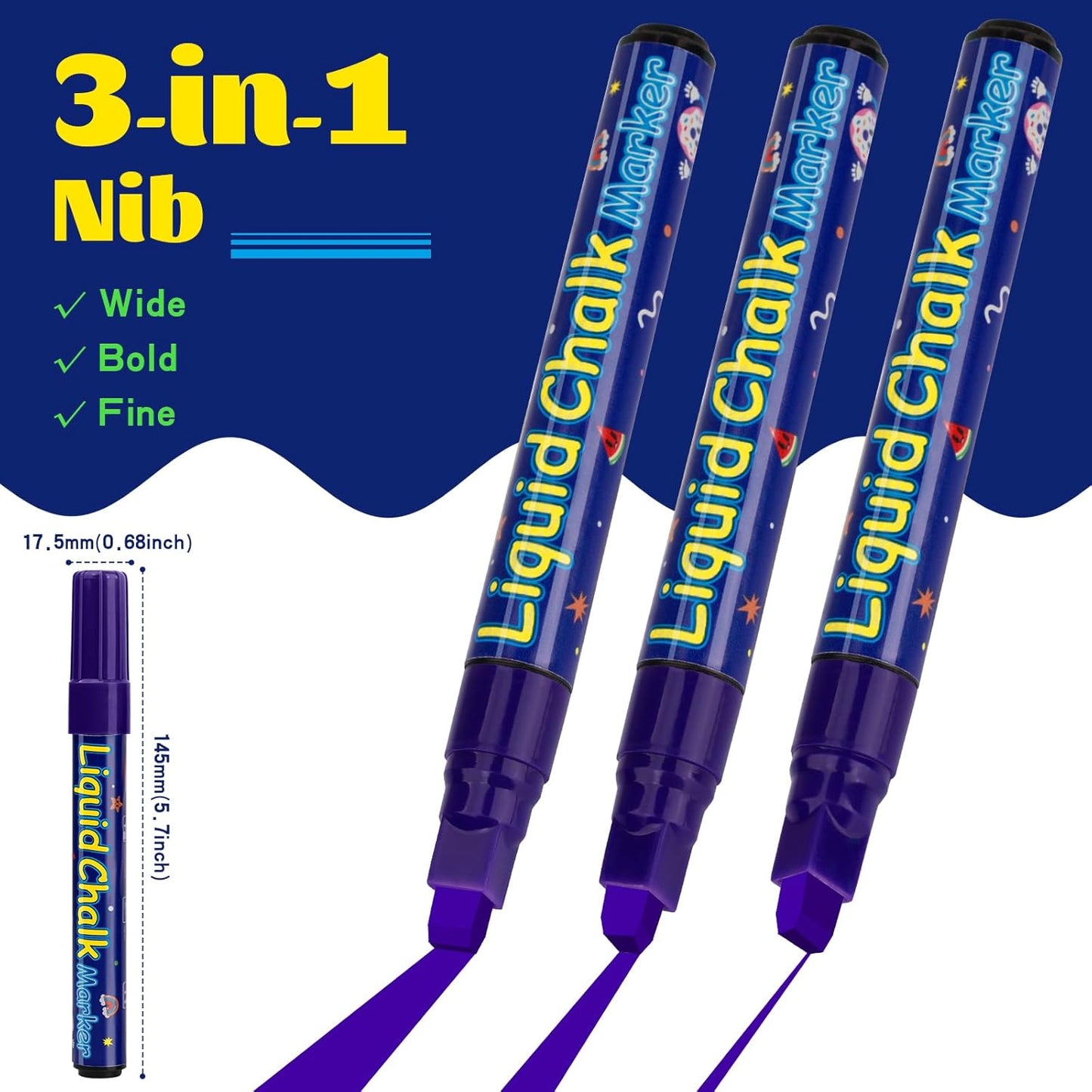 8 Pcs Liquid Chalk Markers - 7mm Assorted Colors, Washable Markers for Cars, Glass, Chalkboards, Posters, Business