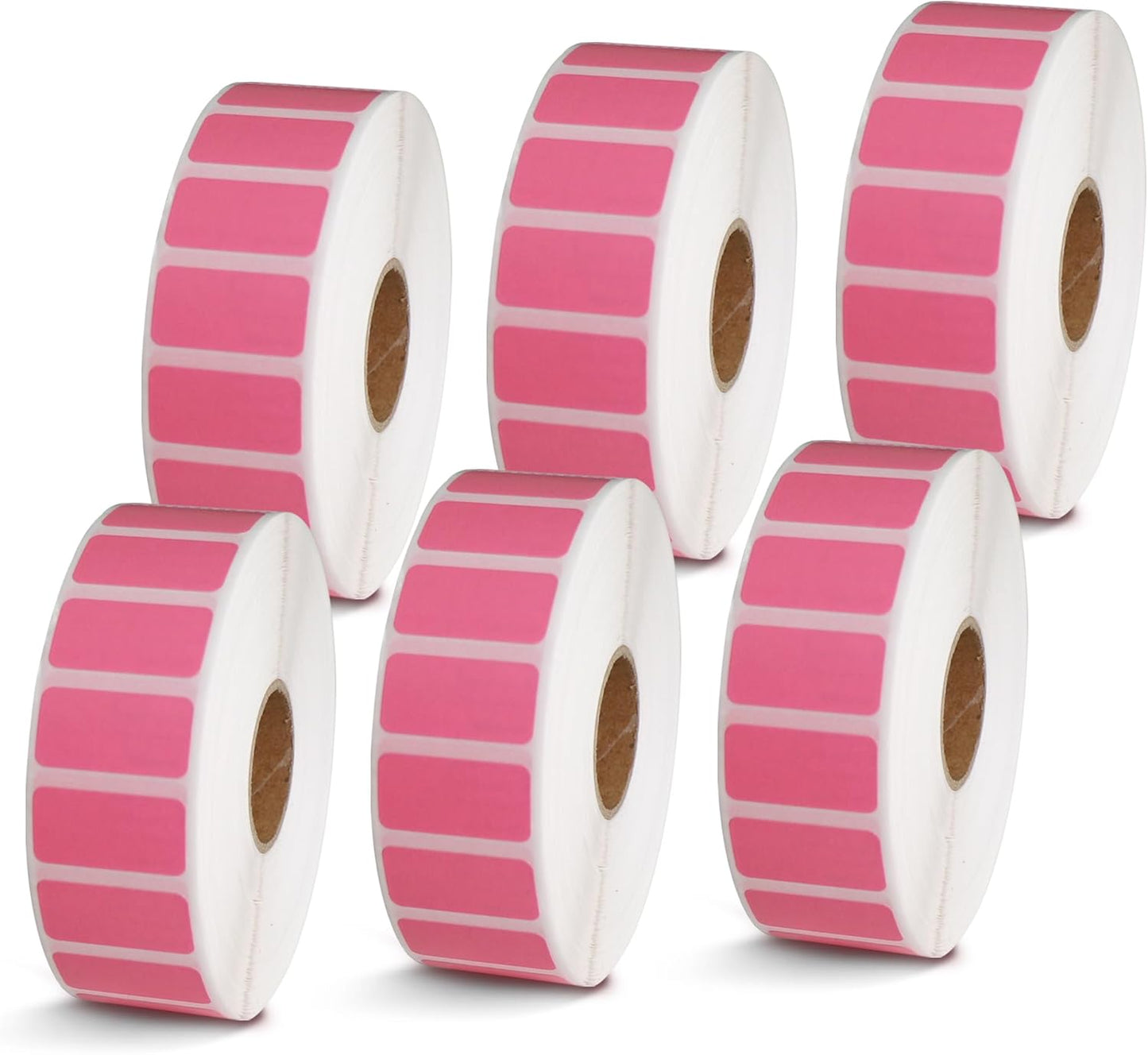 BETCKEY - 1" x 0.5" Small Labels Compatible with Zebra & Rollo Label Printer, Premium Adhesive & Perforated[Pink, 6 Rolls, 14580 Labels]