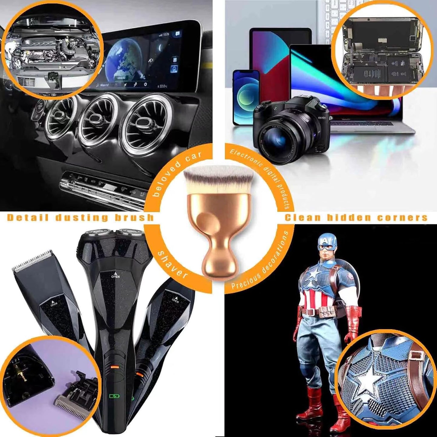 Car Interior Dusting Brush Auto Dust Sweeping Soft Brush Automotive Mini Duster Interior Cleaning Brush for Car Air Vent,Dash,Seat Microfiber Sweep Detailing Brushes Dust Removal Tools 3PCS