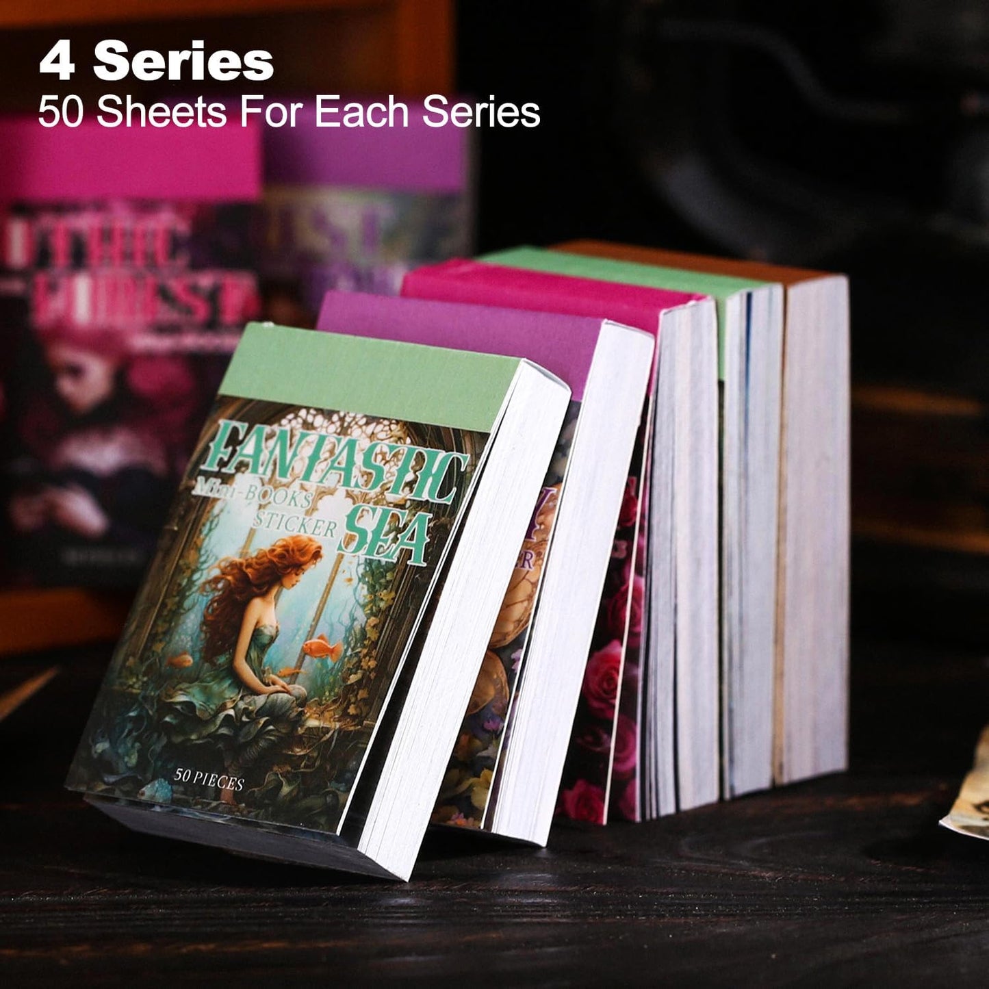 4Pcs Washi Sticker Books, Fantasy Stickers for Scrapbooking, DIY Crafts, Mini Journaling Supplies & Junk Journal Ephemera