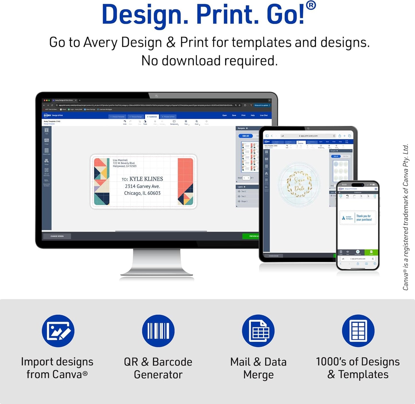 Avery Easy Peel Printable Address Labels with Sure Feed, 1" x 2-5/8" Customizable Stickers, White, 3,000 Blank Mailing Labels per Pack, Great for Mailing, Shipping, and More (5-Pack of 8460)