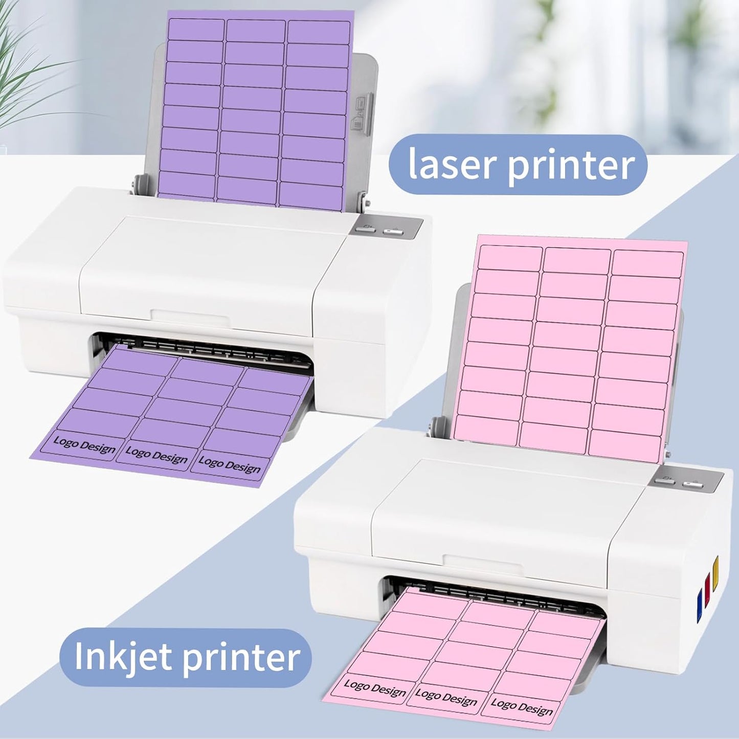 8-1/2 x 11 Neon Color High Light Labels for Laser & Inkjet Printer, Strong Adhesive (Purple, 1" x 2-5/8" - 30 Per Page | 600 Labels)