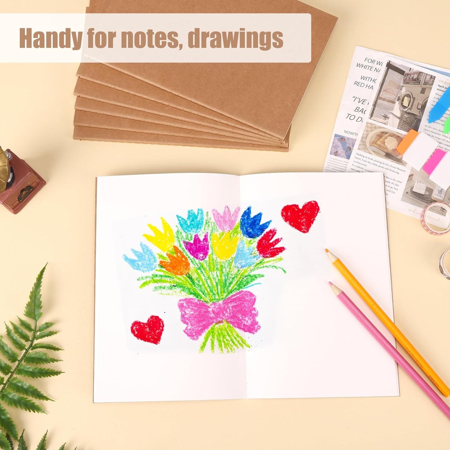 EOOUT 24 Pack Blank Kraft Notebooks, A5 Journals Notebook Bulk, Unlined Paper Sketchbooks, 8.3x5.5in 60 Pages Travel Journal Set for Journaling, Student, Kids, Writing