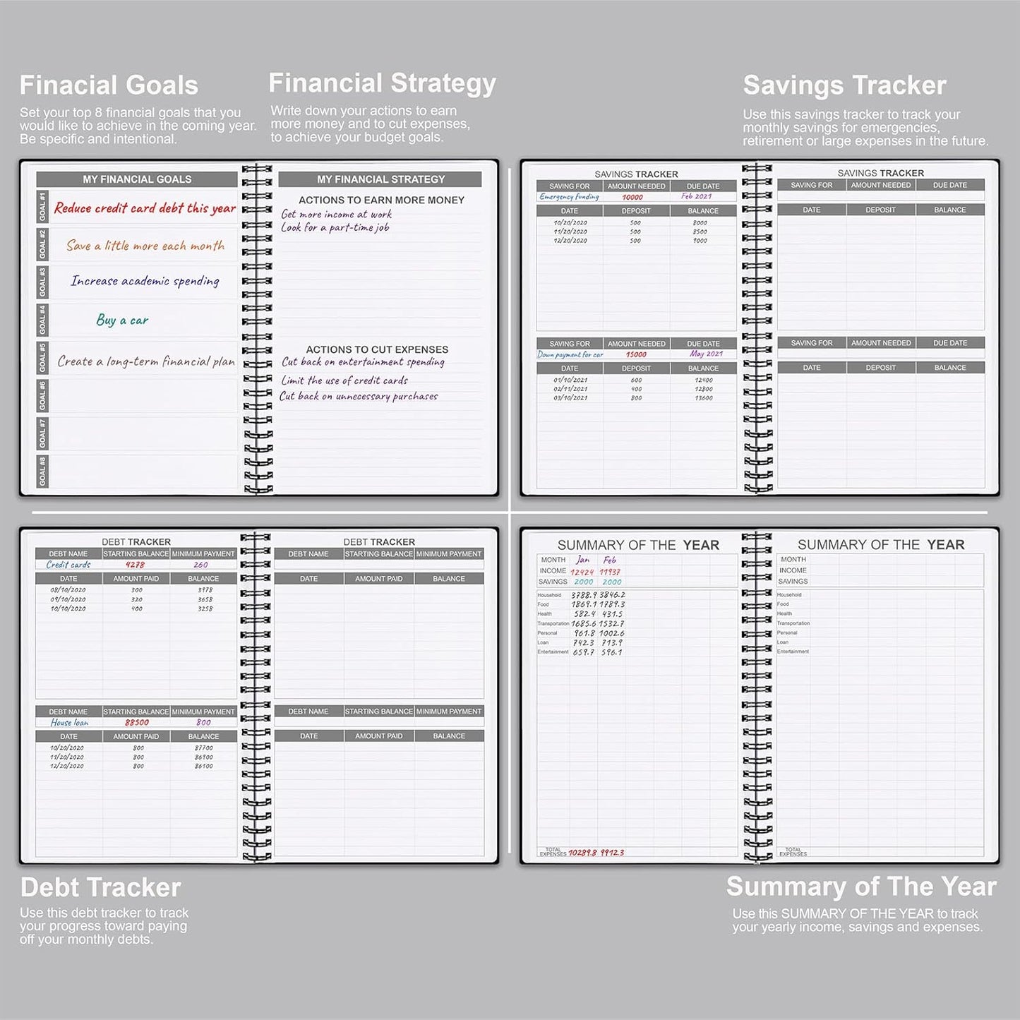 Budget Planners - Monthly Finance Organizer with Expense Tracker. 2025 Budgeting Book for 12 Months, Finance Planner, Start Anytime, 5.8" x 8.3", Black