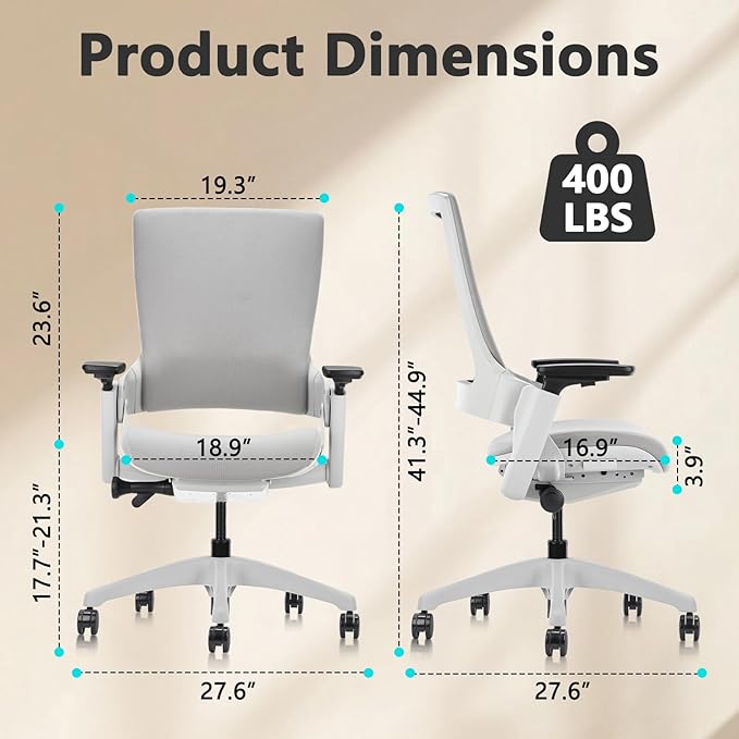 CLATINA Office Chair Swivel Executive Chair, Adjustable Ergonomic Computer Chair with 3D Armrest and Lumbar Support, Fabric Backrest Task Chair for Home Office Conference Room
