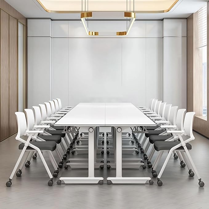 4Pack Conference Room Table, Folding Conference Table for Office Classroom, Mobile Training Tables with Casters Silent Wheels, Large Rectangular Convertible Modular Seminar Tables (L63in)