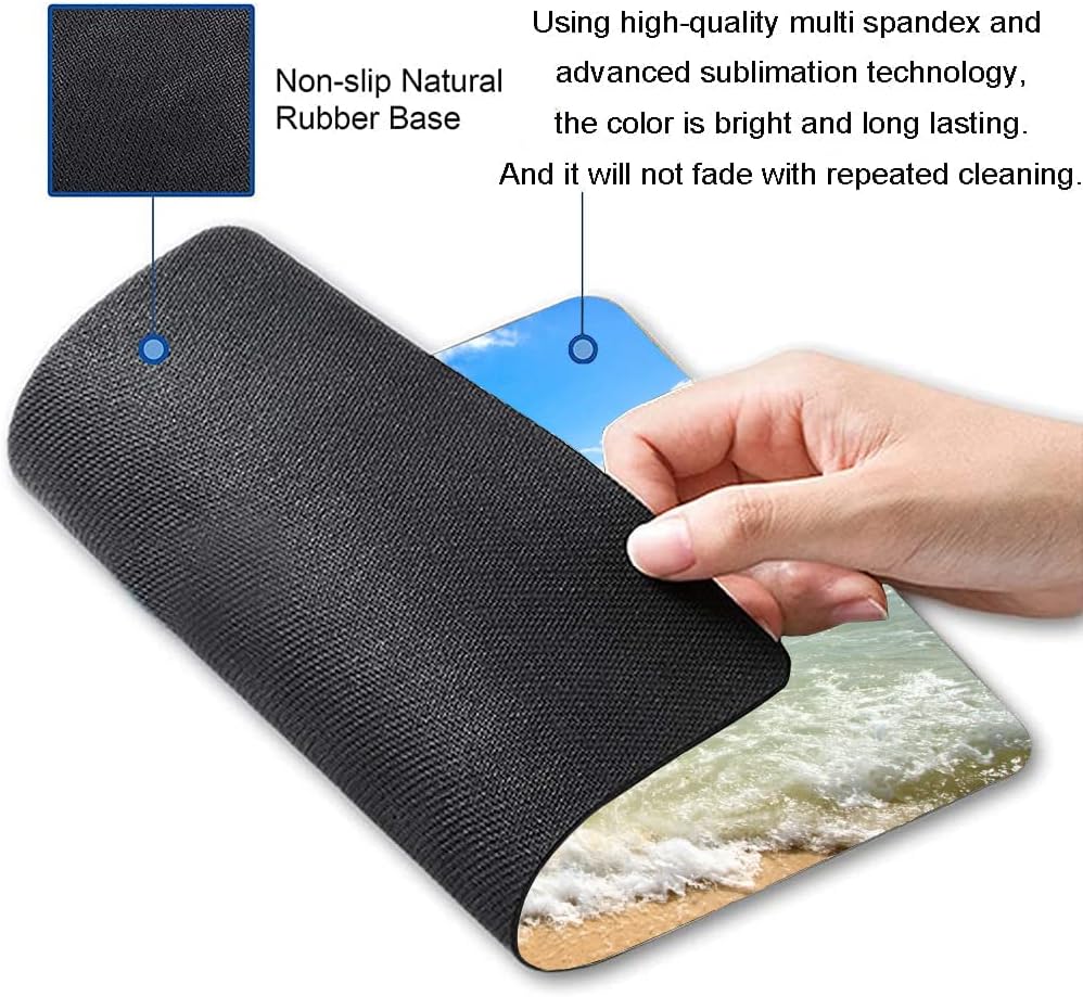 Customized Square Gaming Office Mouse Pad, Wave Beach Anti Slip Rubber Base Mouse Pad, Suitable for Desktop and Laptop Computer Mouse Pads