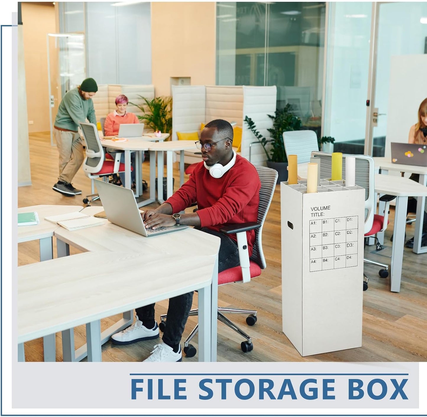 PerKoop 2 Pack Blueprint Holder Storage Organizer for Storing Poster Anchor Charts 32 Slots 31 x 14.2 x 14.2 Inch Blueprint Roll File Holder for Architectural Map School Office Home Items