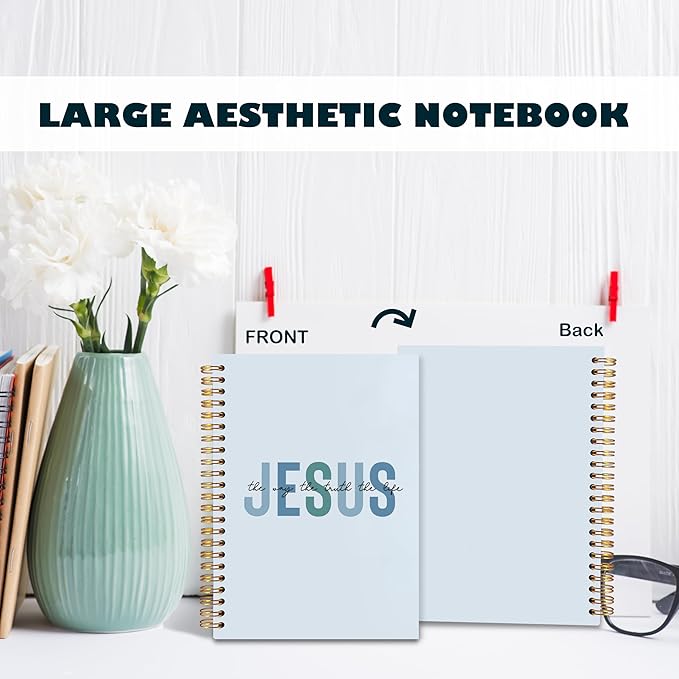 Boho Christian Notebook Journal, Christian Gifts for Women, Bible Notebooks for Note Taking, Bible Journaling Notebook, Jesus the Way the Truth the Life Hardcover Spiral Notebook 5.5x8.3 blue