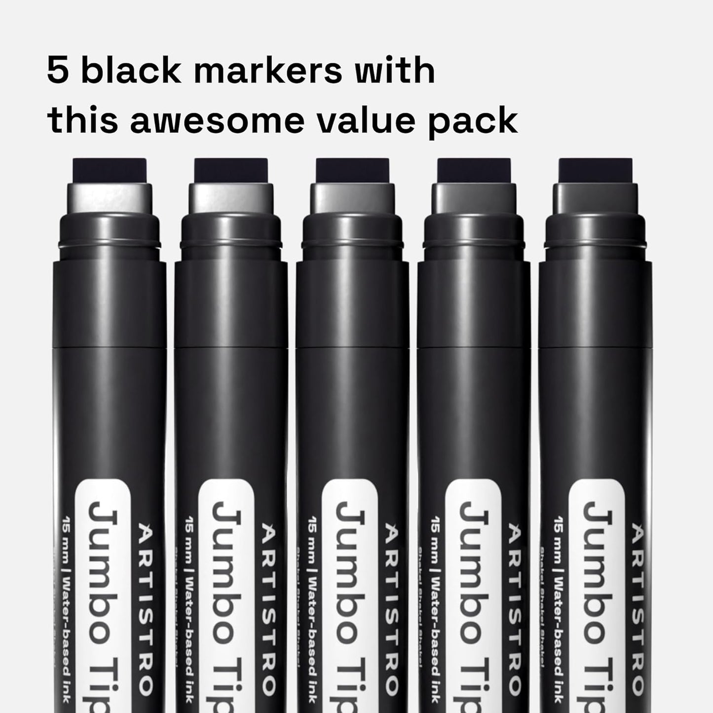 ARTISTRO 5 Black Acrylic Paint Pens, Acrylic Paint Markers Jumbo Tip, Fabric Markers for Textile, Canvas, Rock, Glass, Wood, Paper, DYI, Pens for Kids and Adults