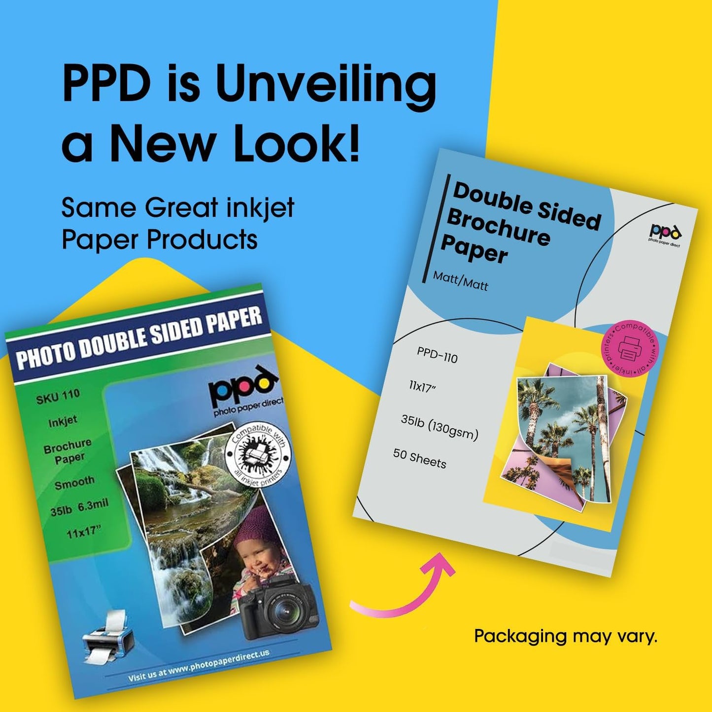 PPD Double Sided Photo Paper, Matte Brochure Paper 11 x 17 for Inkjet Printer, 130 gsm, 6.3 mil Thick for Magazine, Flyer, Presentation, Program, Instant Dry & Water Resistant (50 Sheets)
