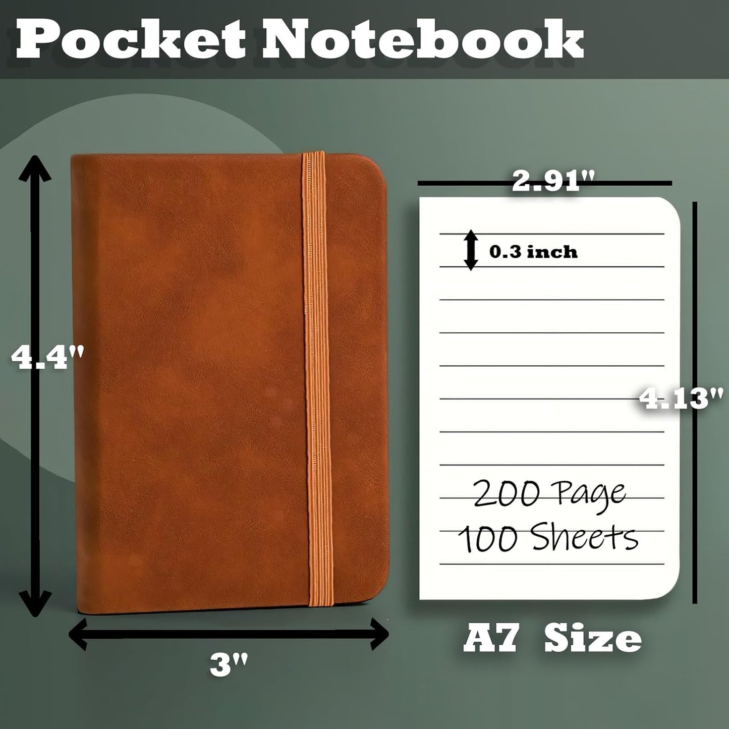 4 Pack Pocket Notebook Small Notebook, 3" x 4.4" Journal Notebook Hardcover with Thick Lined Paper, 200 Pages Leather Cover Mini Journal Notepad (Brown)
