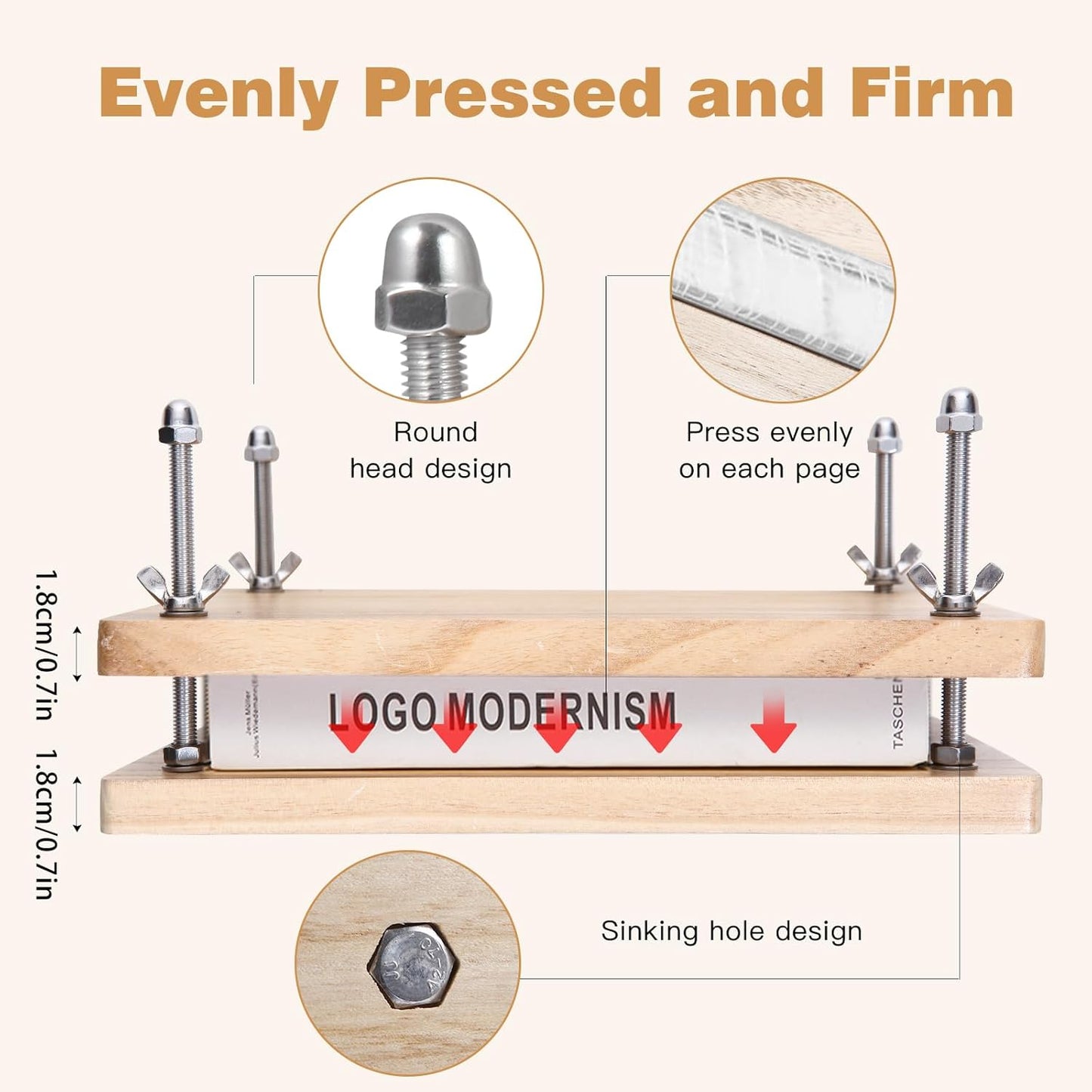 Book Press, Wooden Book Press Bookbinding, Portable Binding Press for Bookbinding, Binding Supplies for DIY Bookbinding Easy Assemble