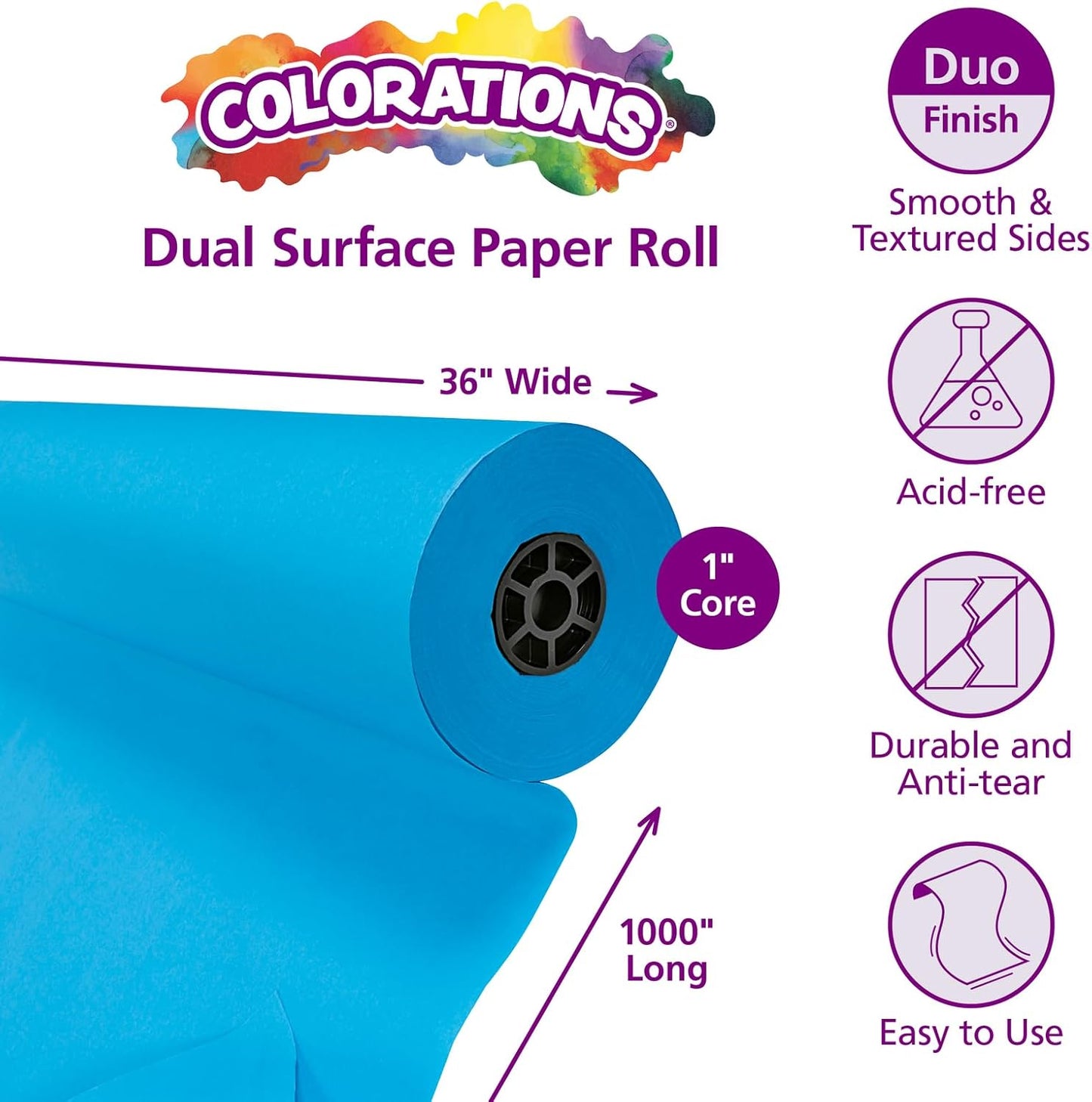 Colorations DSBB Bright Blue Dual Surface Paper Roll 36" x 1000' (1 Roll)