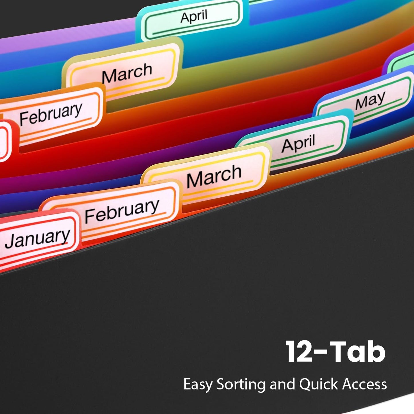 13 Pocket A6 Receipt Organizer, 2 Pack Small Accordion File Organizer, Coupon Organizer with Labels - Black