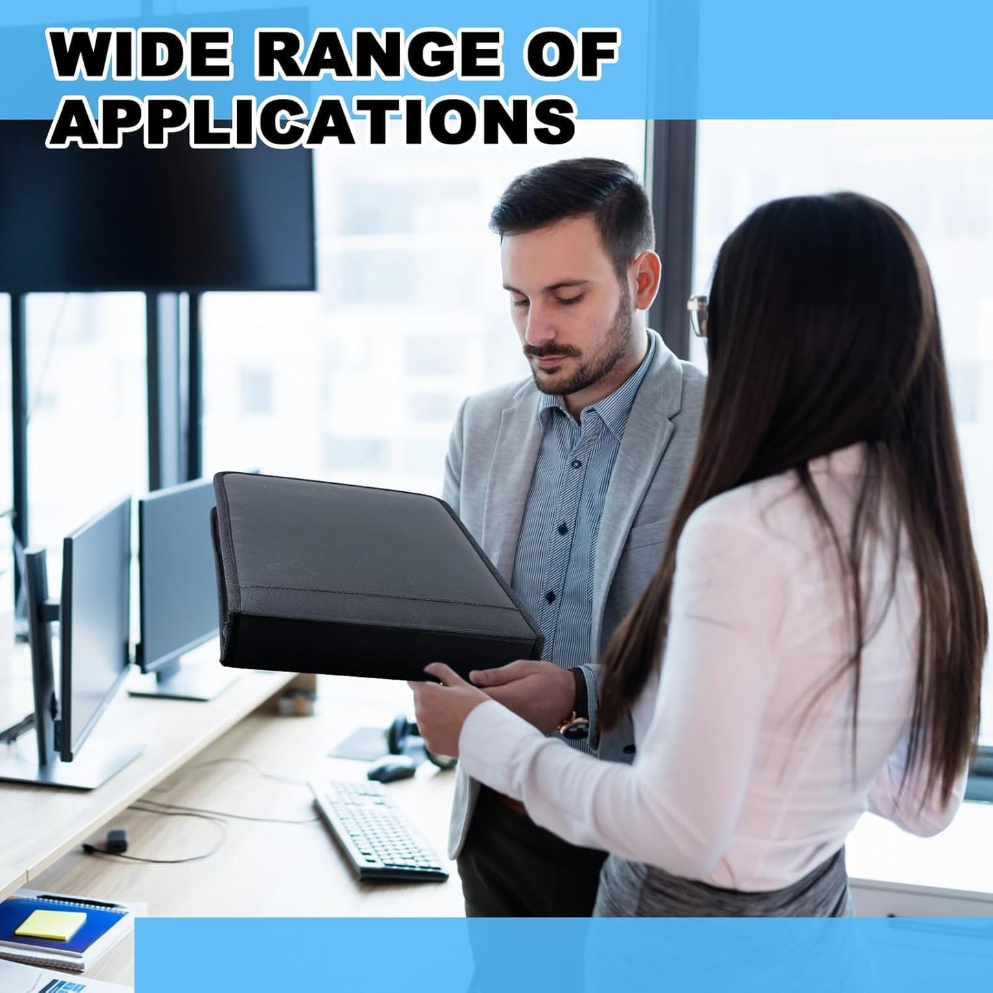 Henoyso 3 Rings Fireproof Business Check Binder with Zipper 1.5 Inch D Rings 3 on a Page Fit 3 & 9 Holes Check 600 Sheets Capacity Organizer Binder for Office Storage End Stub Deskbook(Black)