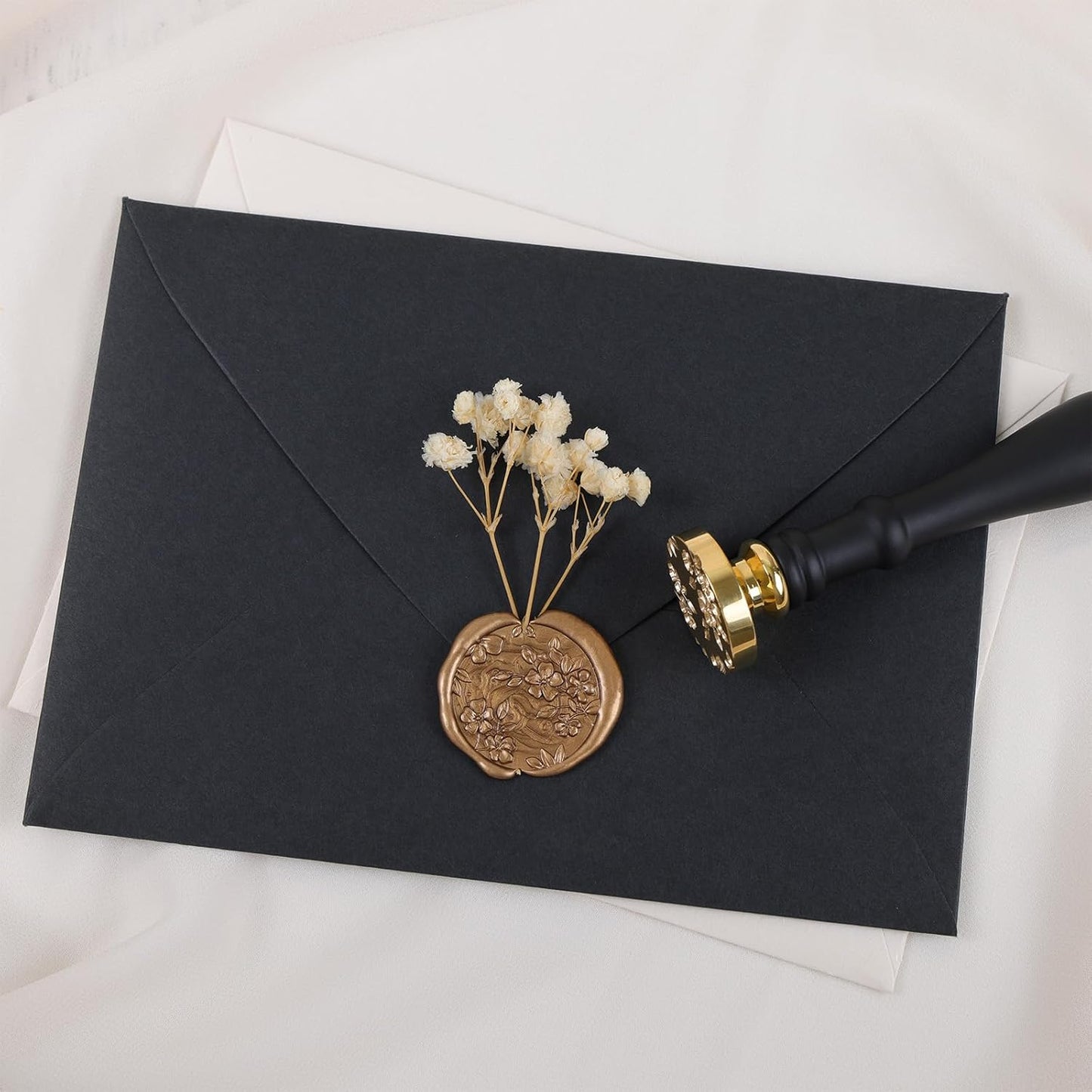 UNIQOOO Begonia Flowers Wax Seal Stamp - Floral Wax Seal Stamp Botanical Theme Vintage Brass Stamp Head with Wood Handle for Wedding Invitation Gift Wrap Envelopes Christmas Card