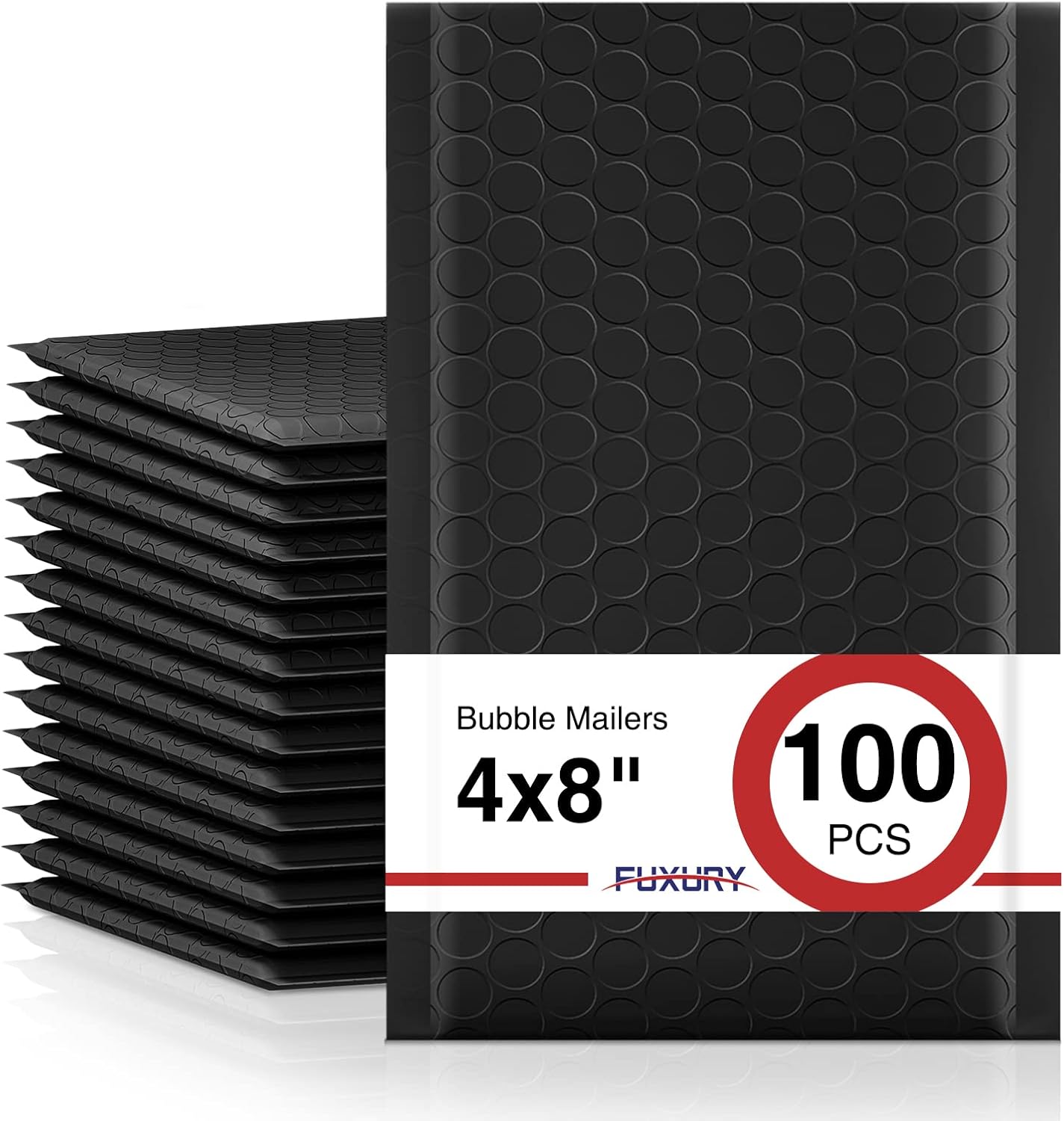 Fuxury Black Bubble Mailers 4x8" 100 Pack Waterproof Padded Envelopes Usable Size 4x7" Self Seal Bubble Envelopes Padded Mailers for Small Business, Envelope Mailers