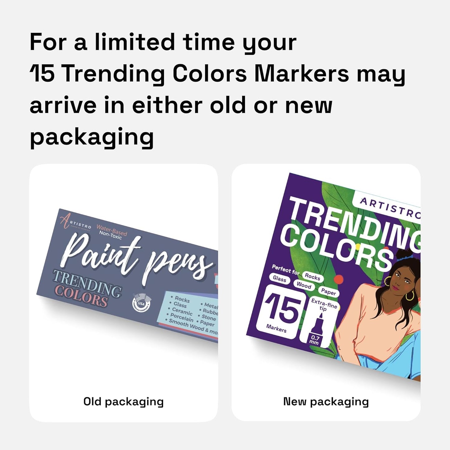 ARTISTRO 15 Acrylic Paint Pens, Art Set Acrylic Paint Markers, Fabric Markers for Textile, Canvas, Rock, Glass, Wood, Paper, Pumpkin, DIY for Kids and Adults