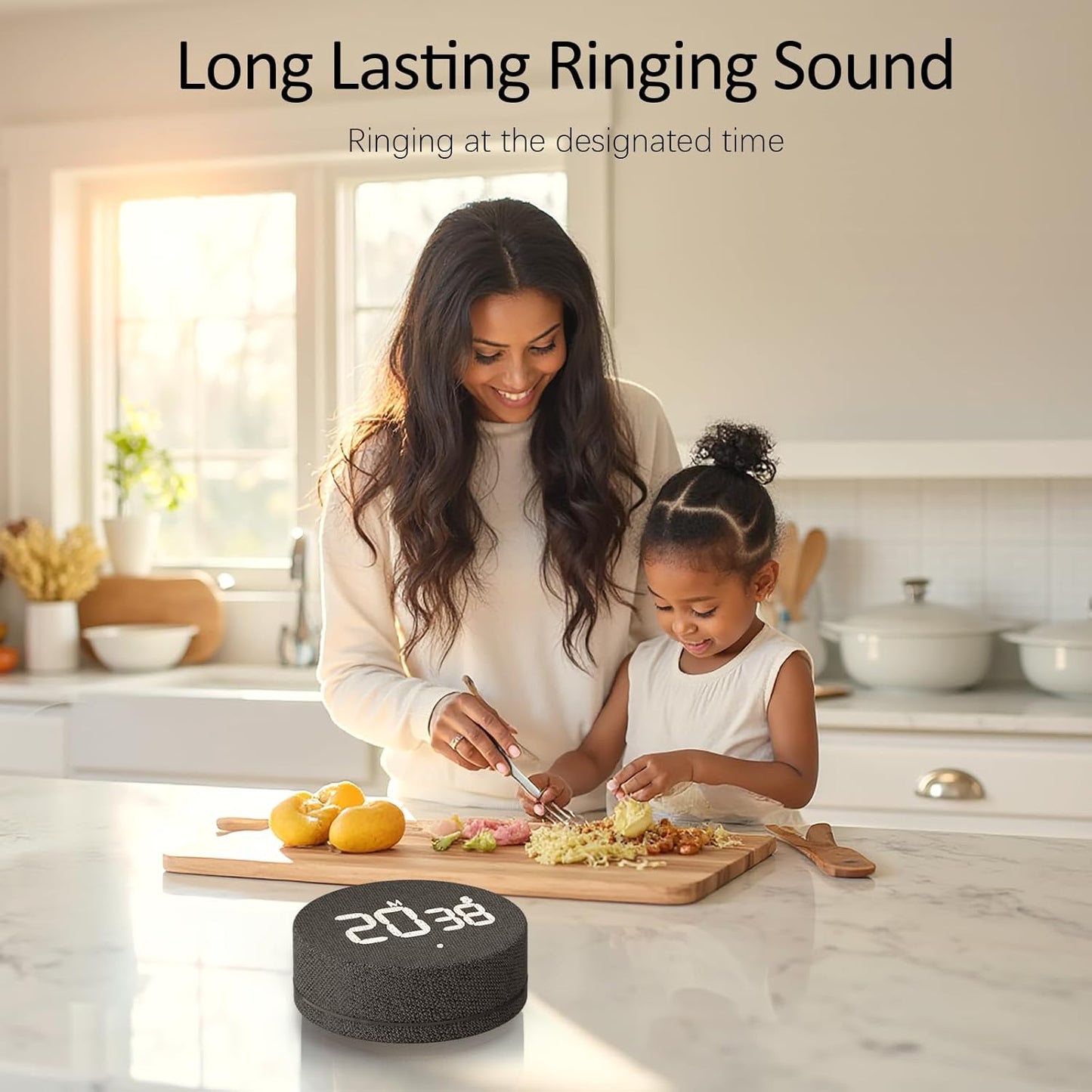 AVINIA Desk Timer for Productivity Magnetic Digital Kitchen Timer Rechargeable Fabric Mesh Cover 99 Mins Countdown/Count Up Stylish Efficana Konah Home Timmer for Cooking-Black