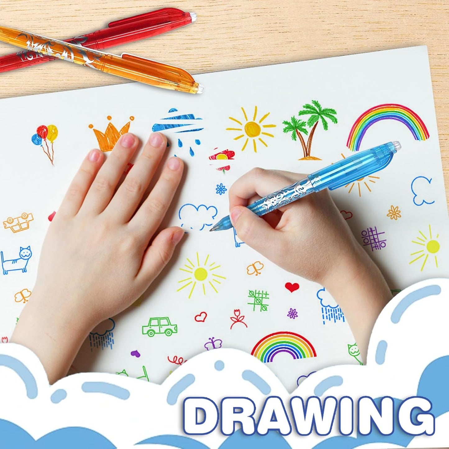 Erasable Gel Pens Multicolor – 12 Pack Smooth Writing Colorful Erasable Pens 0.5mm Fine Tip Quick-Dry Gel Ink Clean Erasing Erasable Marker Pens for Kids Students Adults School