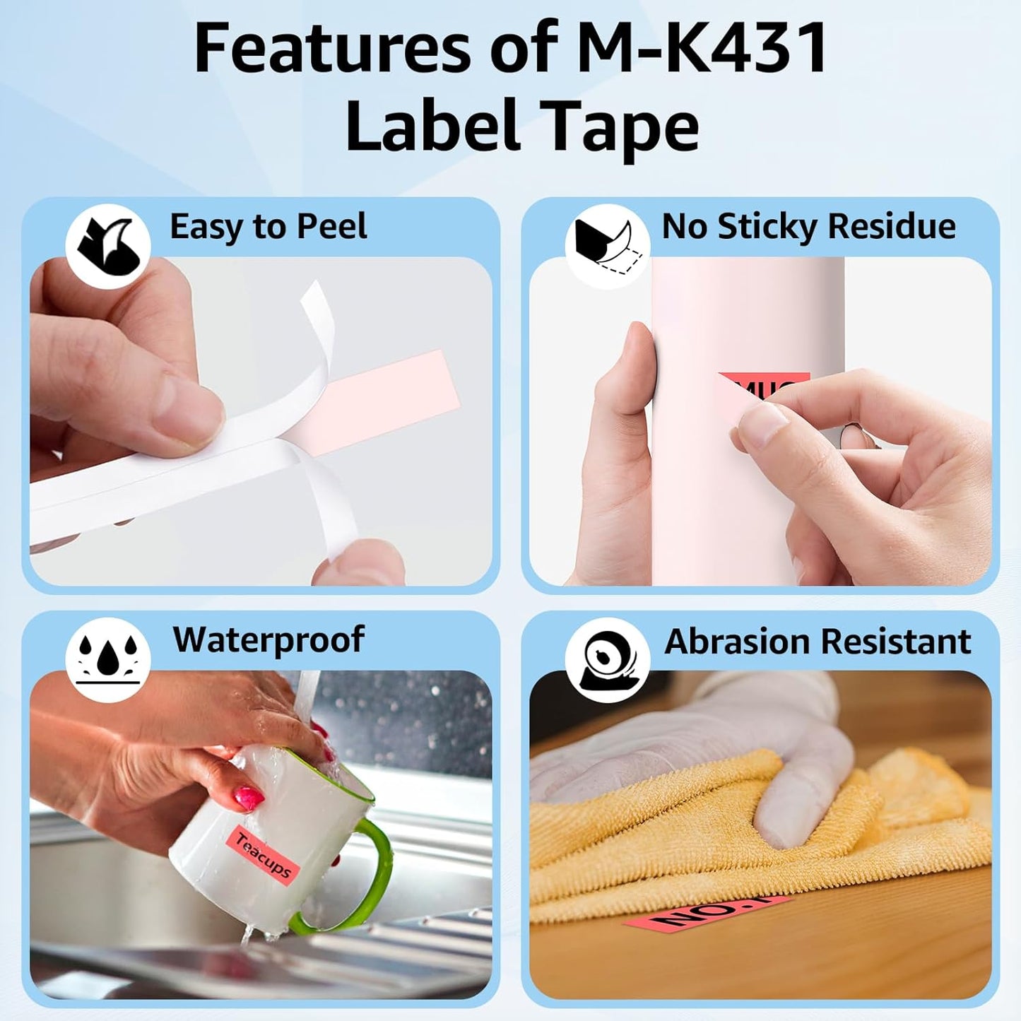 Compatible for Brother P-Touch M Tape M-K431 MK431 M431 MK-431 Black on Red Label Tape 0.47" (12mm) x 26.2ft 2 Pack